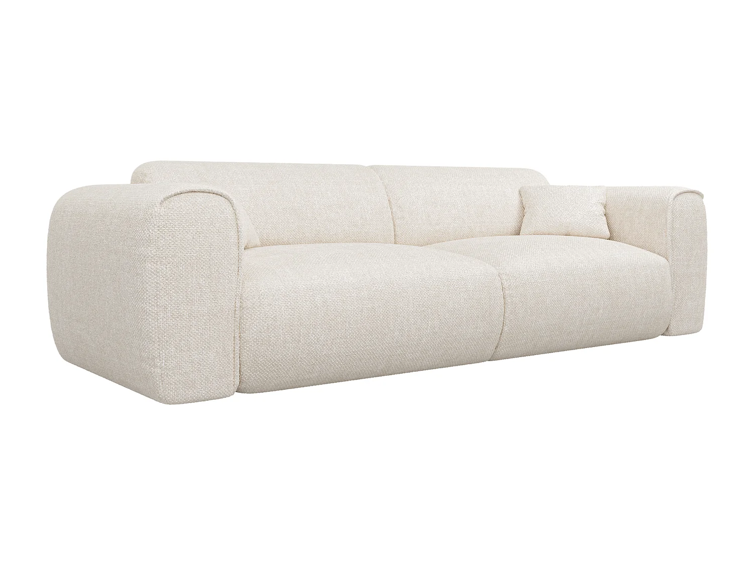 Canapé 4 places convertible express en tissu texturé beige - Couchage 160 cm - Matelas 20 cm mémoire de forme POGNIA