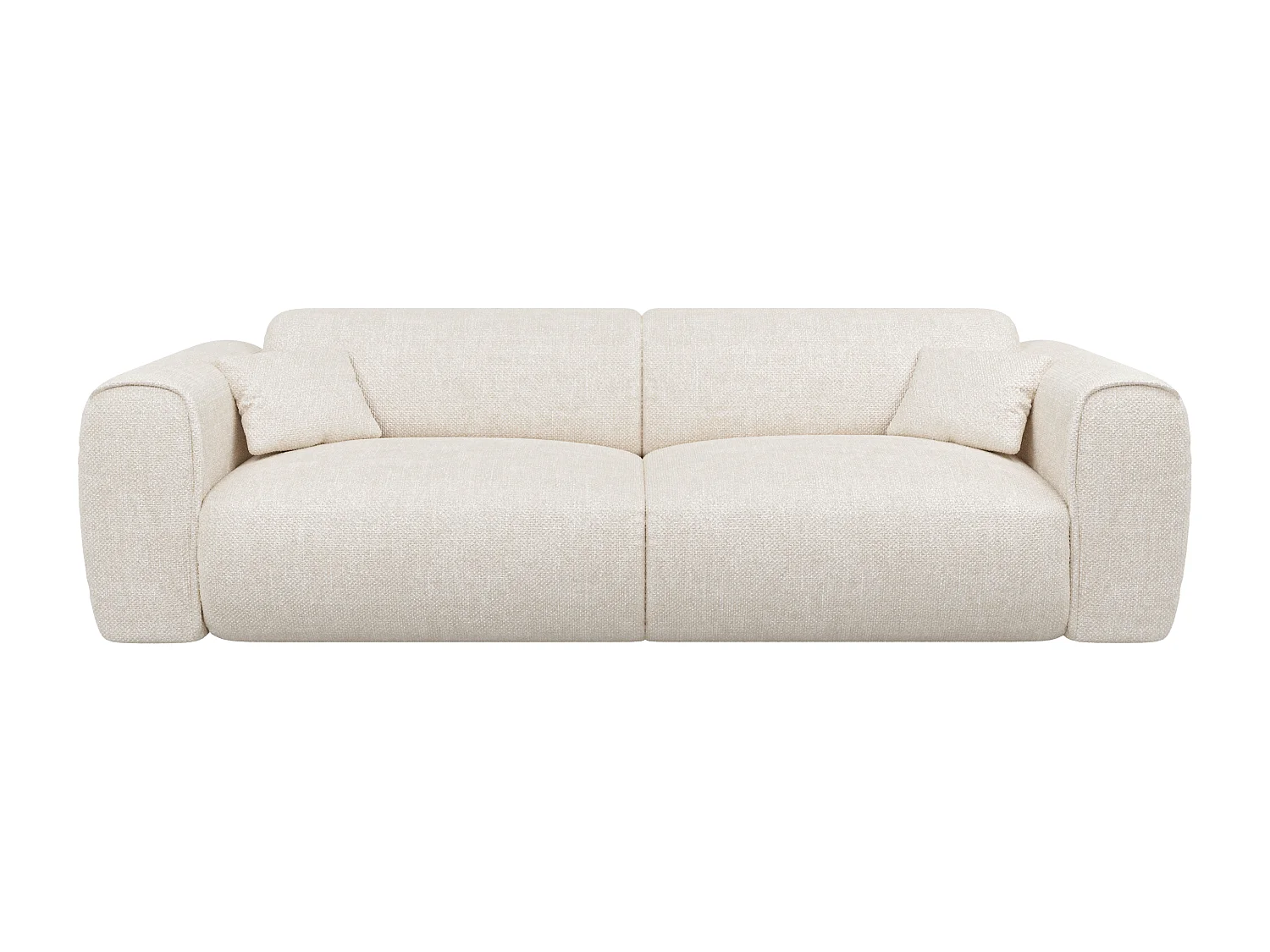 Canapé 4 places convertible express en tissu texturé beige - Couchage 160 cm - Matelas 20 cm mémoire de forme POGNIA
