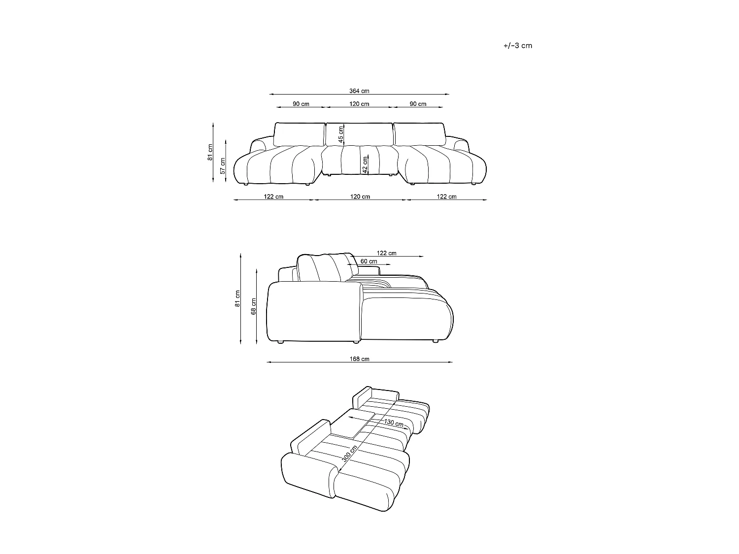 Canapé d'angle panoramique et convertible en tissu beige FRIDORA