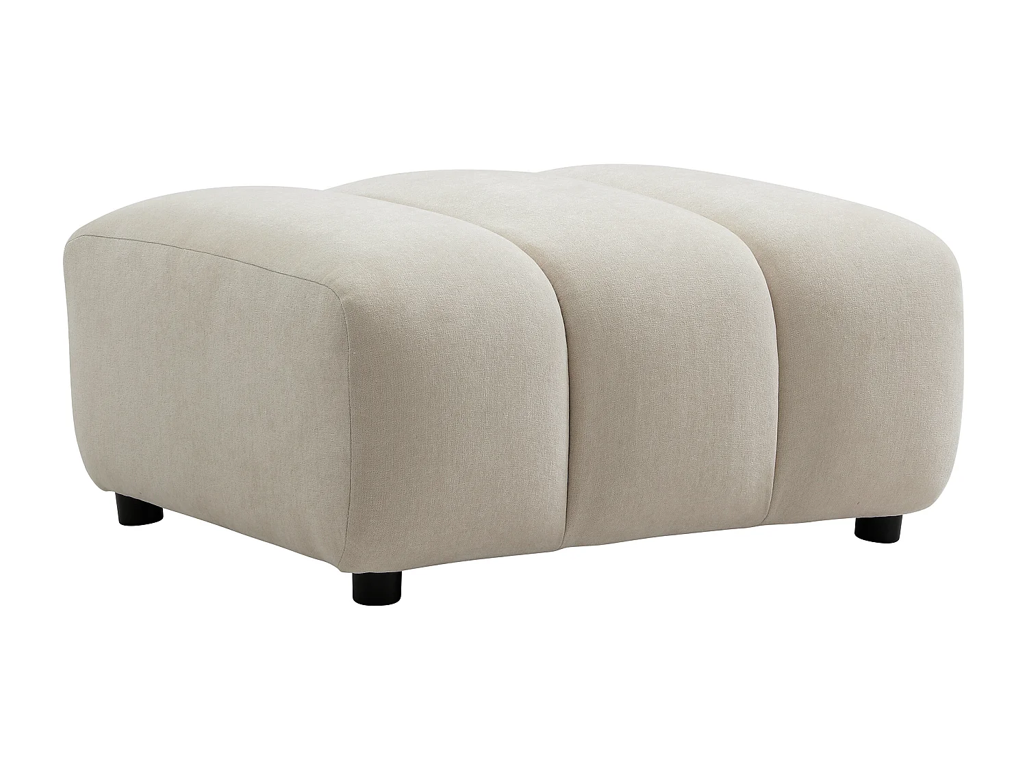 Pouf en tissu texturé beige JUTINI