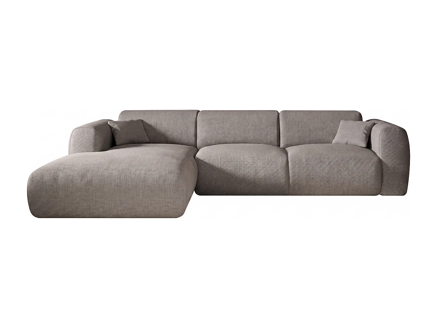 Grand canapé d'angle gauche en tissu gris POGNI de Maison Céphy