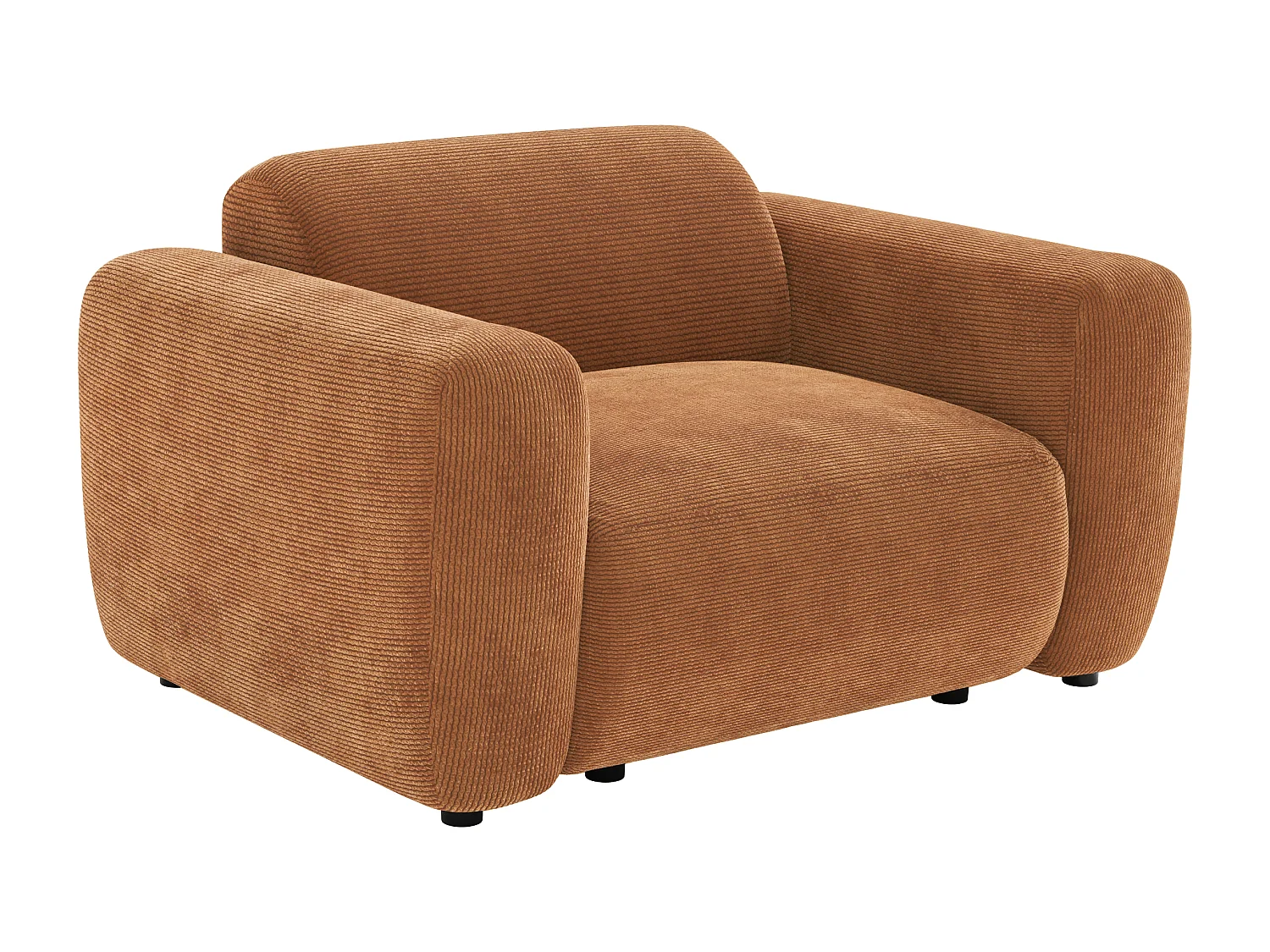 Fauteuil en velours côtelé fines côtes terracotta POGNI de Maison Céphy