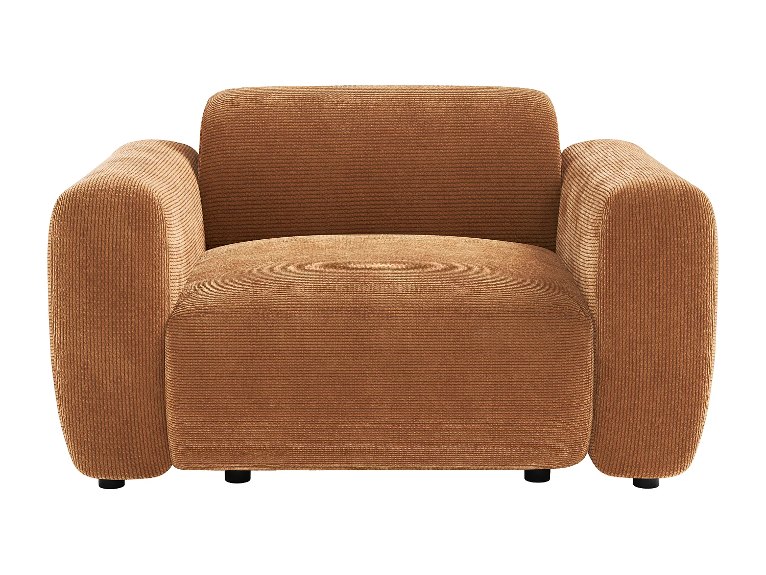 Fauteuil en velours côtelé fines côtes terracotta POGNI de Maison Céphy
