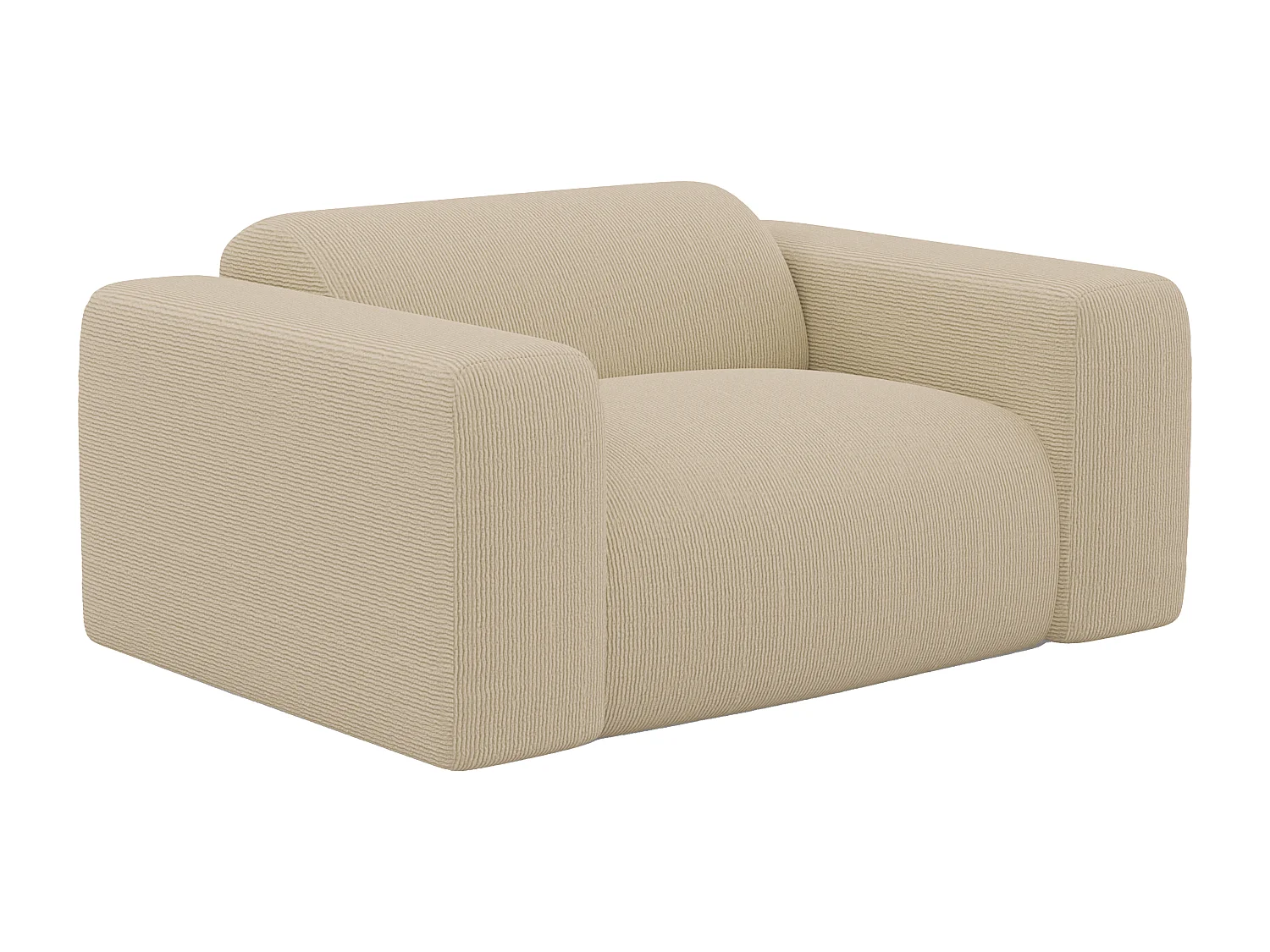 Fauteuil en velours côtelé fines côtes beige POGNI de Maison Céphy