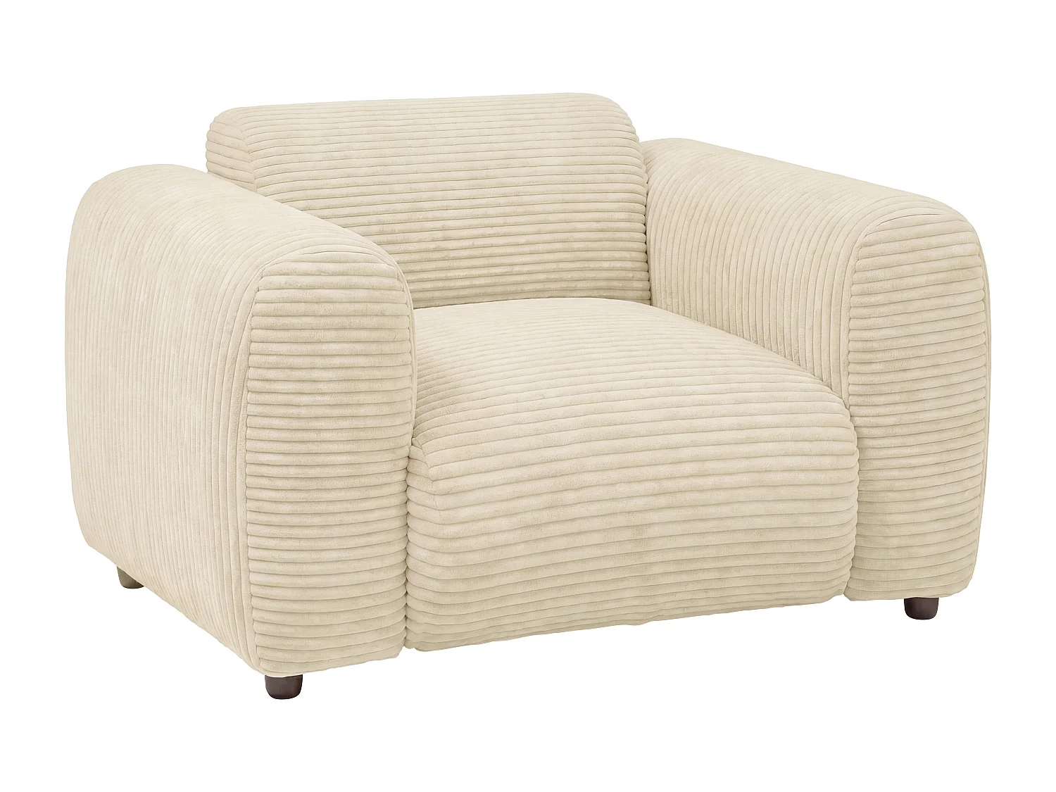 Fauteuil en velours côtelé beige POGNI de Maison Céphy