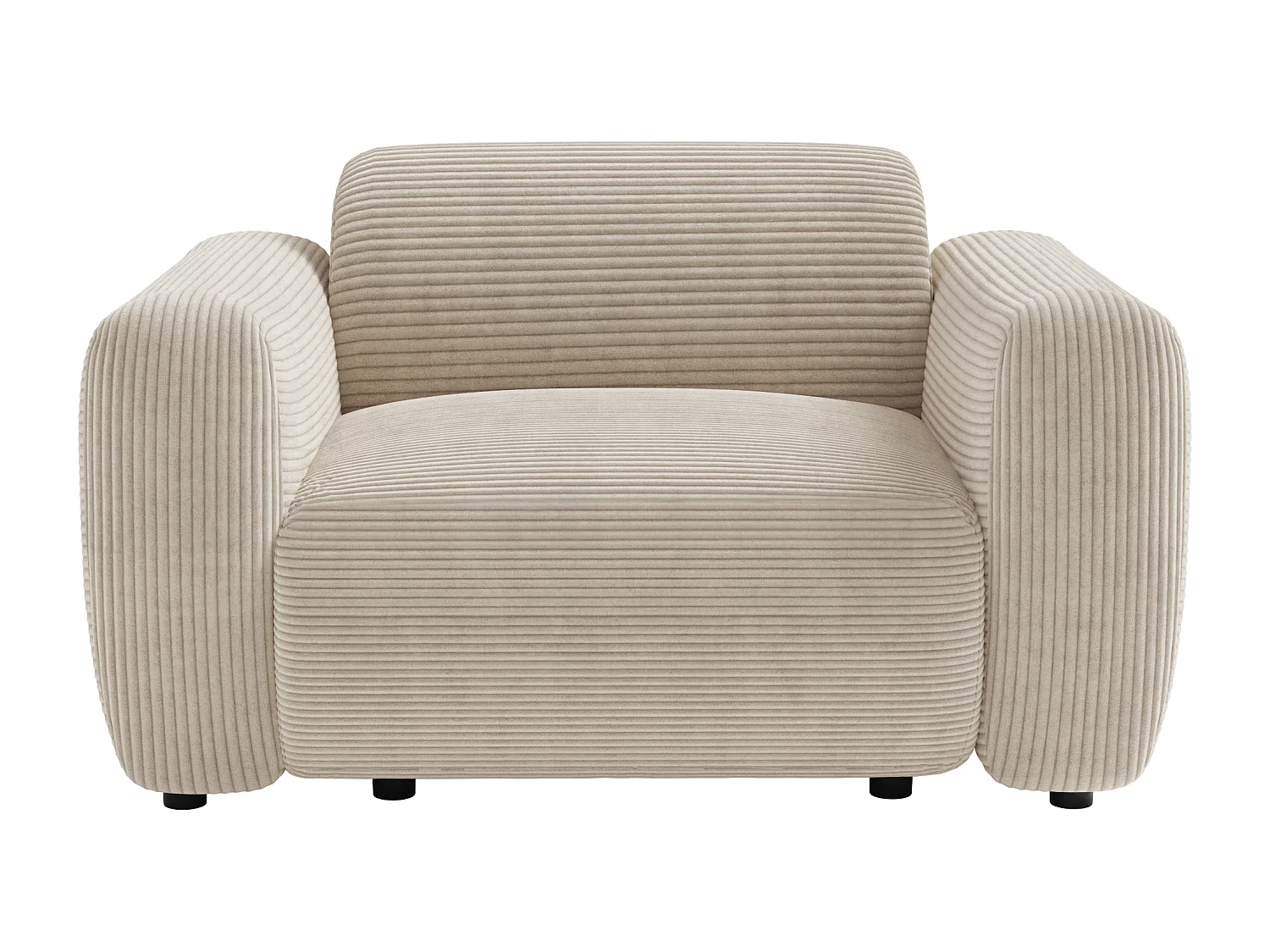 Ribbed velvet armchair - beige - POGNI by Maison Céphy