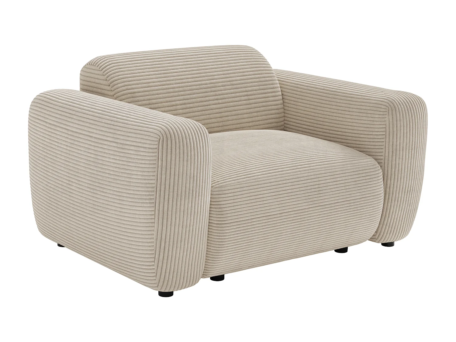 Ribbed velvet armchair - beige - POGNI by Maison Céphy