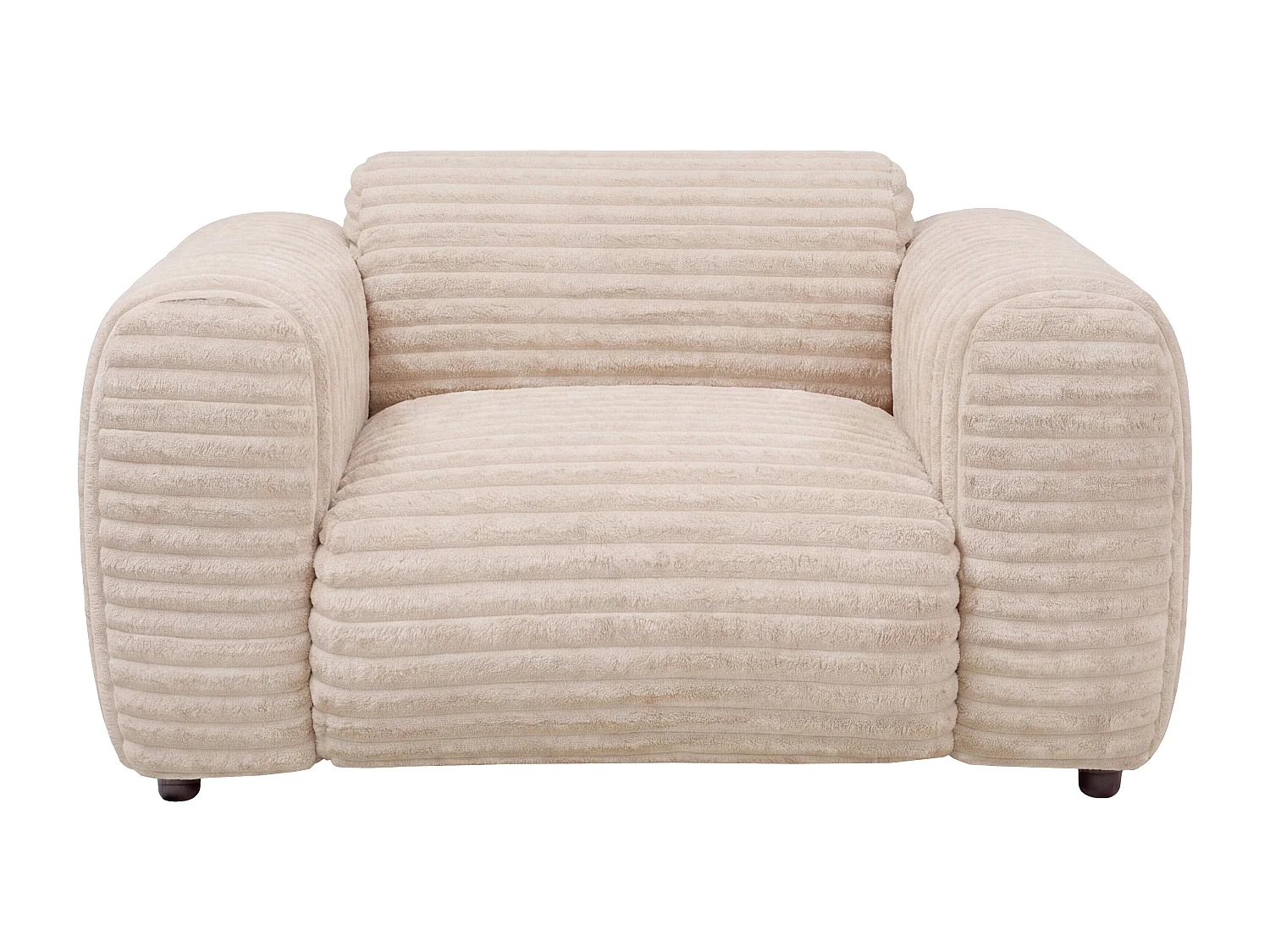 Fauteuil en velours côtelé grosses côtes beige POGNI de Maison Céphy