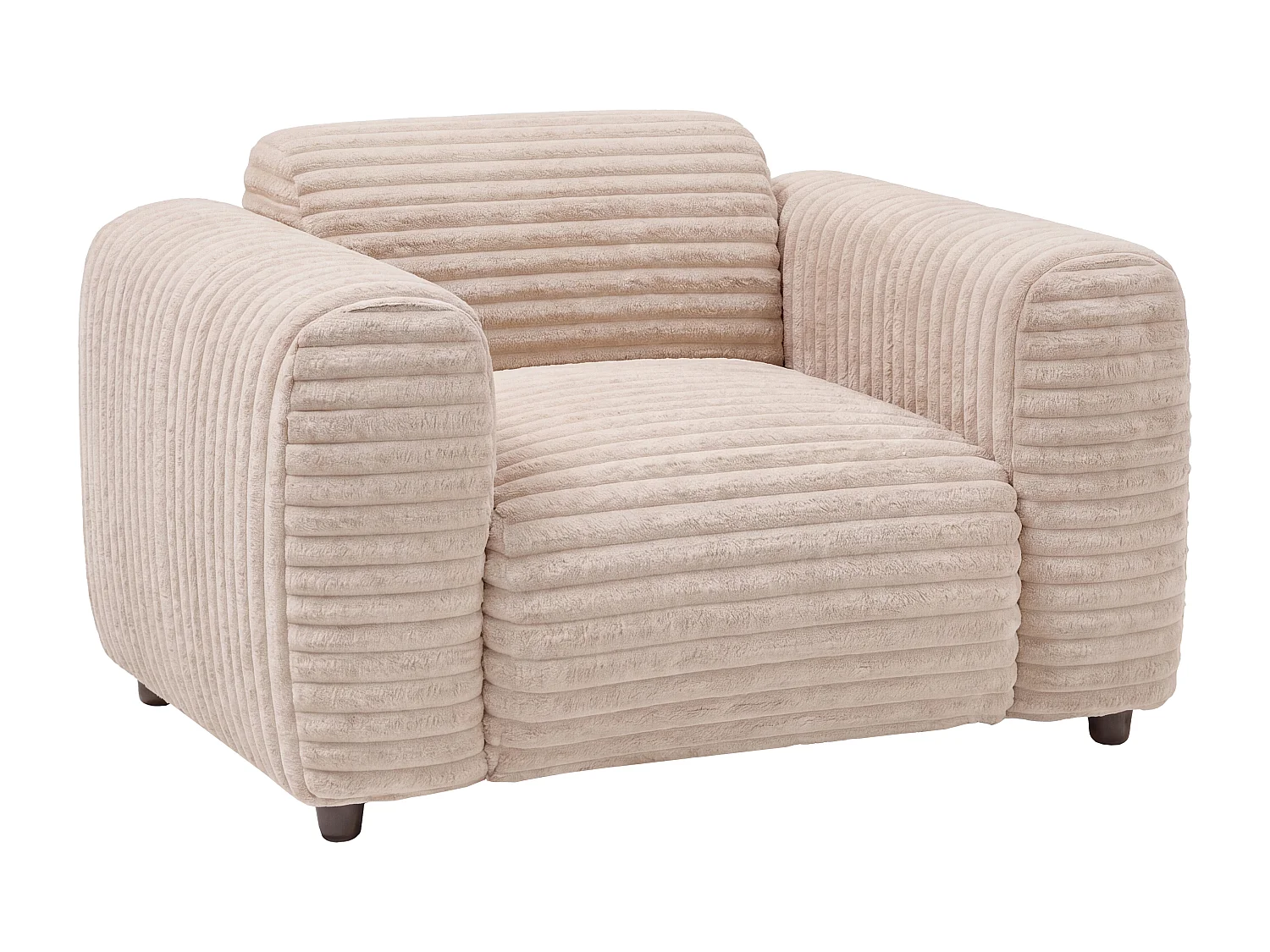 Fauteuil en velours côtelé grosses côtes beige POGNI de Maison Céphy