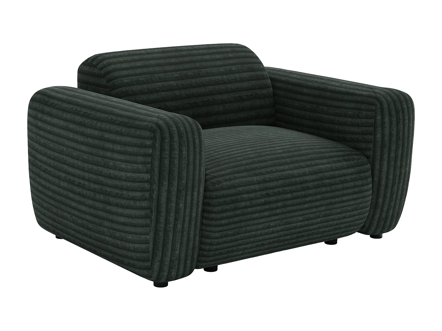 Wide-rib velvet armchair - green - POGNI by Maison Céphy