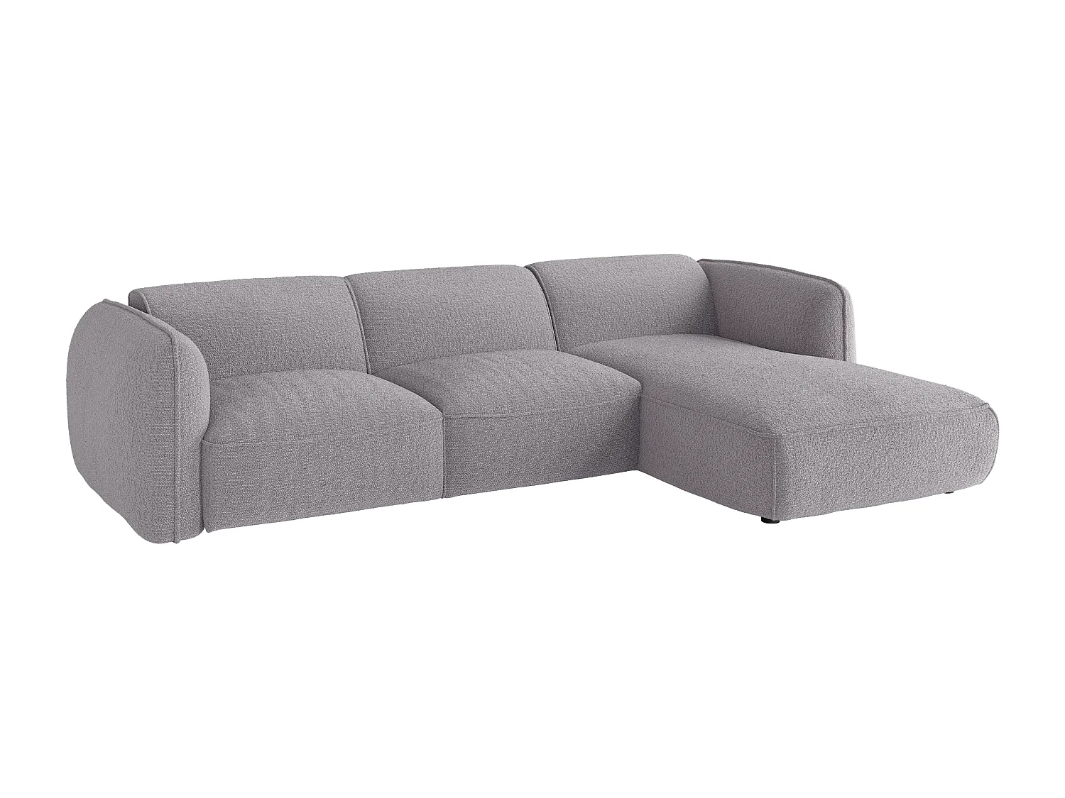 Canapé d'angle droit en tissu chenille gris clair CAMILIO de Maison Céphy