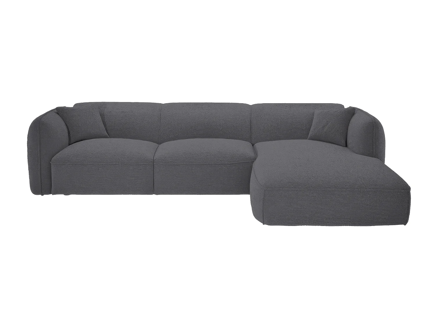 Canapé d'angle droit en tissu chenille gris anthracite CAMILIO de Maison Céphy