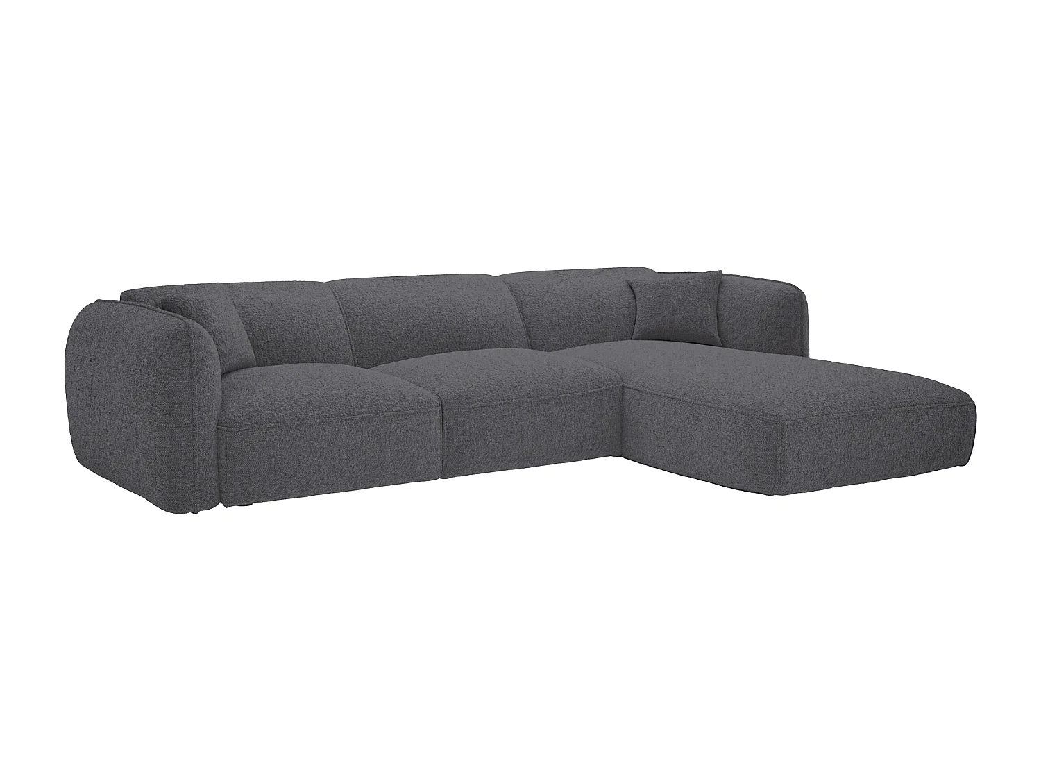 Canapé d'angle droit en tissu chenille gris anthracite CAMILIO de Maison Céphy