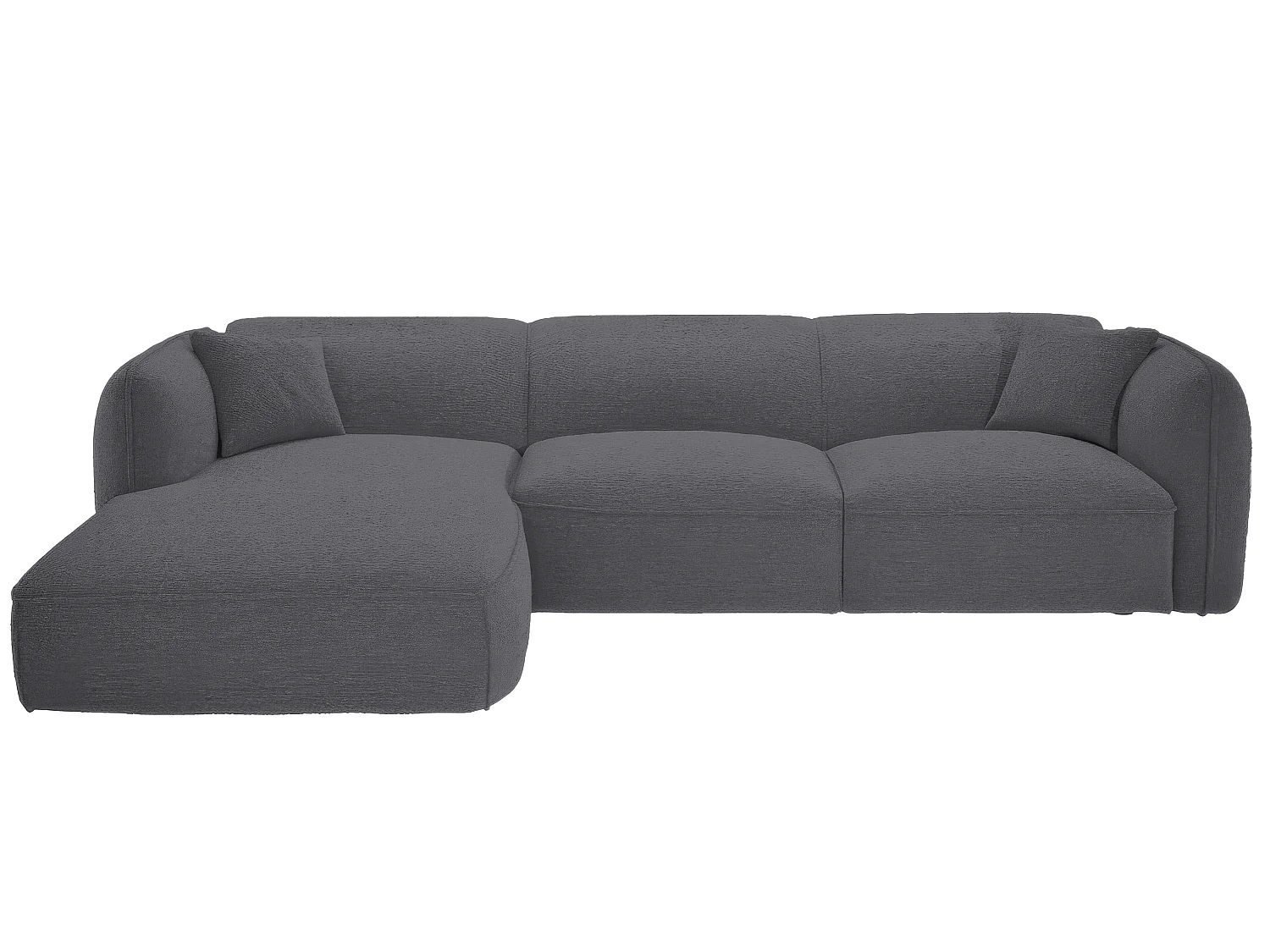 Canapé d'angle gauche en tissu chenille gris anthracite CAMILIO de Maison Céphy