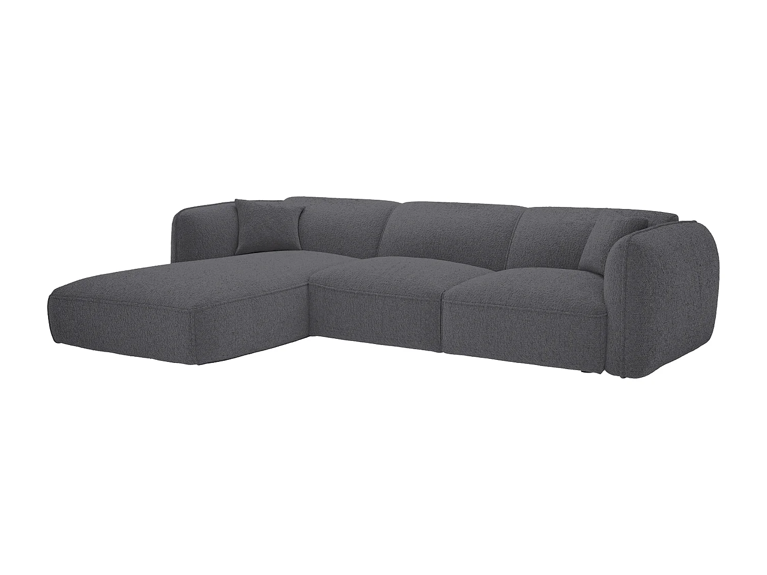 Canapé d'angle gauche en tissu chenille gris anthracite CAMILIO de Maison Céphy