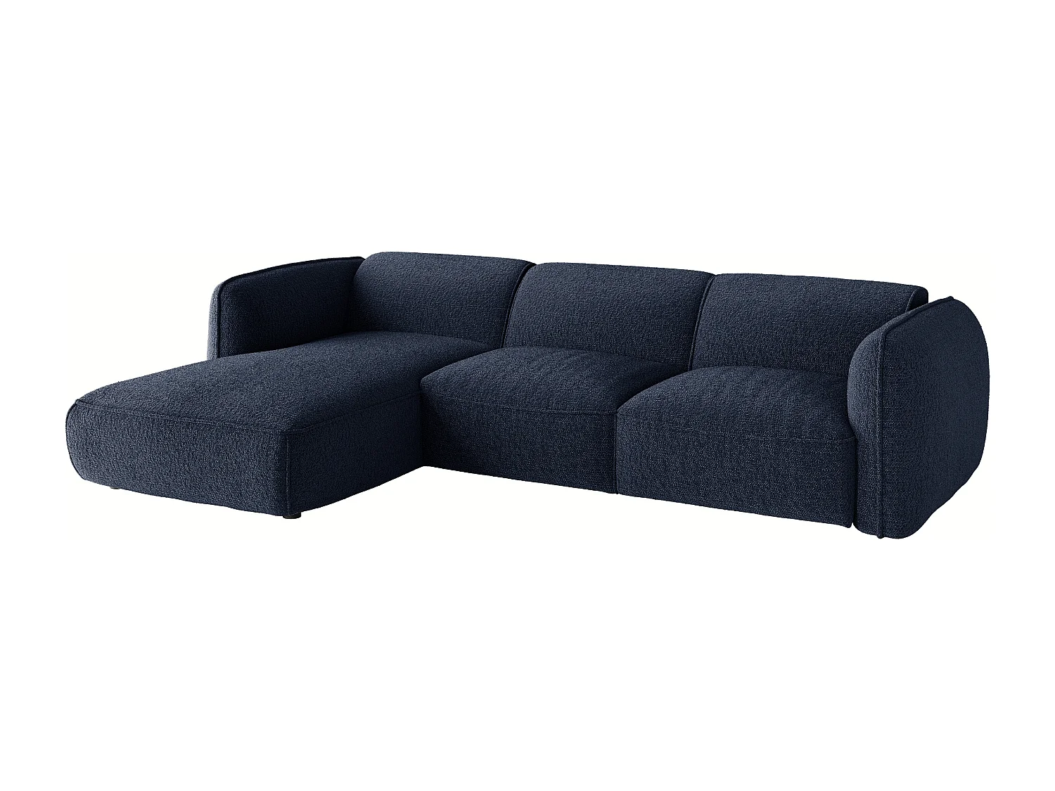 Canapé d'angle gauche en tissu chenille bleu nuit CAMILIO de Maison Céphy