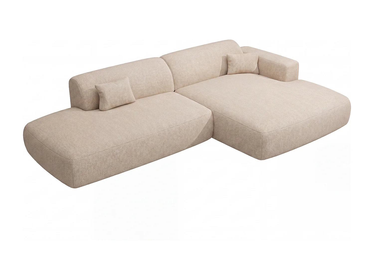 Canapé d'angle droit ouvert en tissu beige POGNI de Maison Céphy