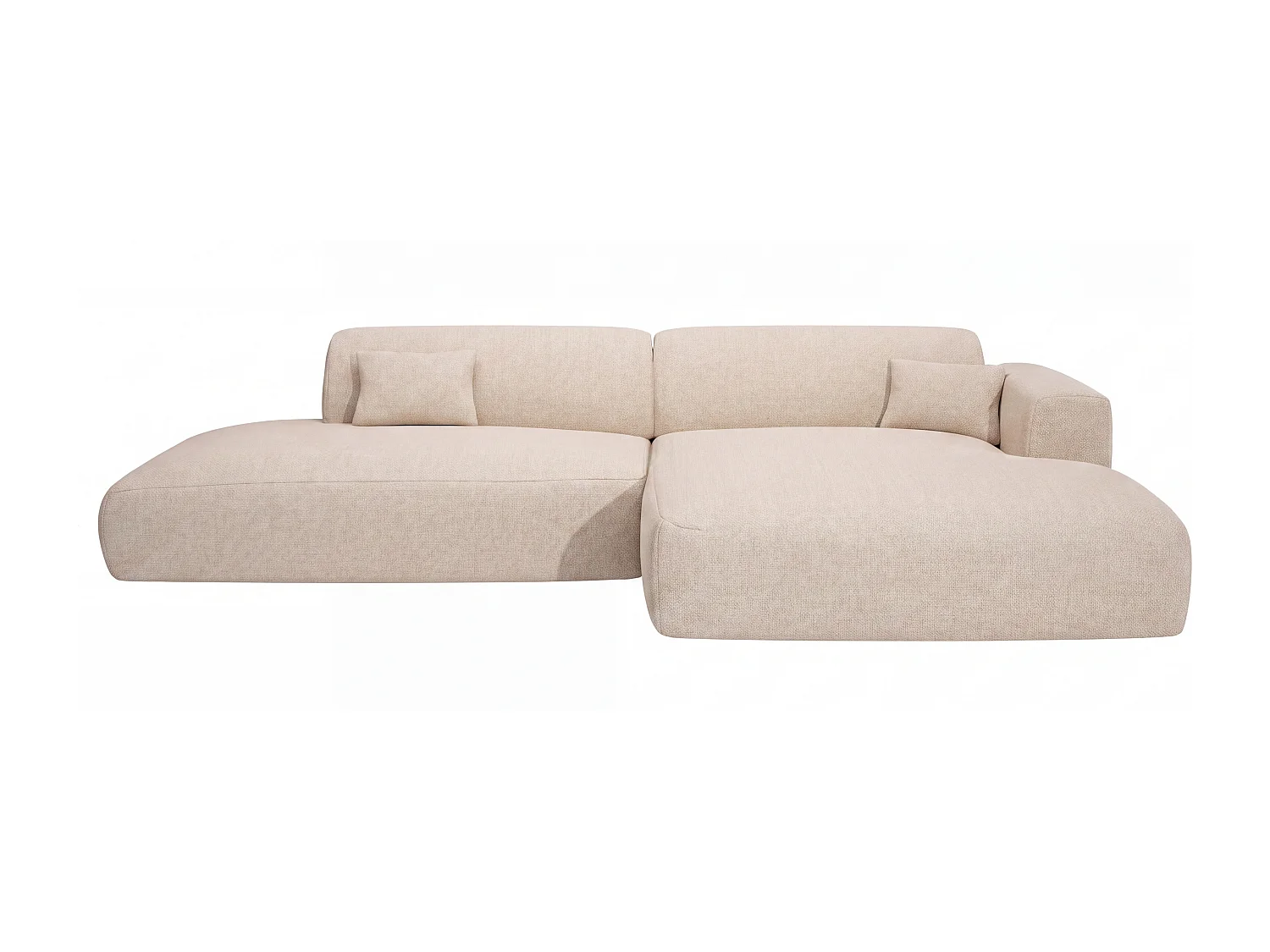 Canapé d'angle droit ouvert en tissu beige POGNI de Maison Céphy