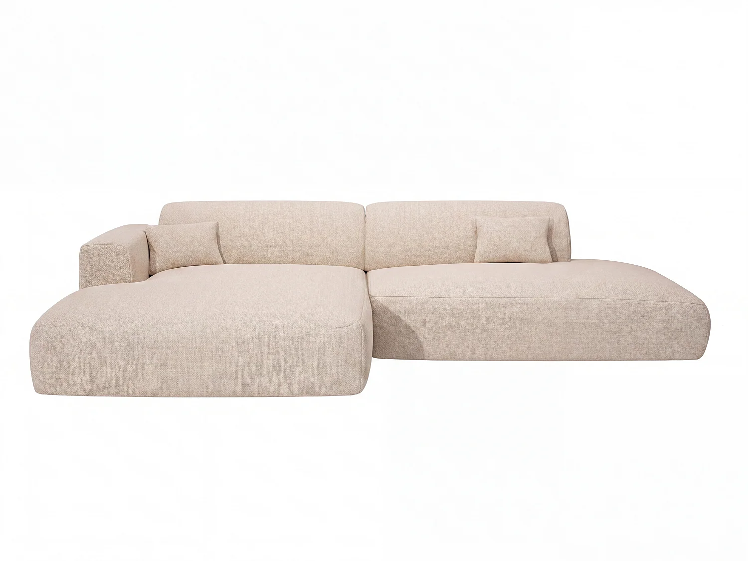 Canapé d'angle gauche ouvert en tissu beige POGNI de Maison Céphy