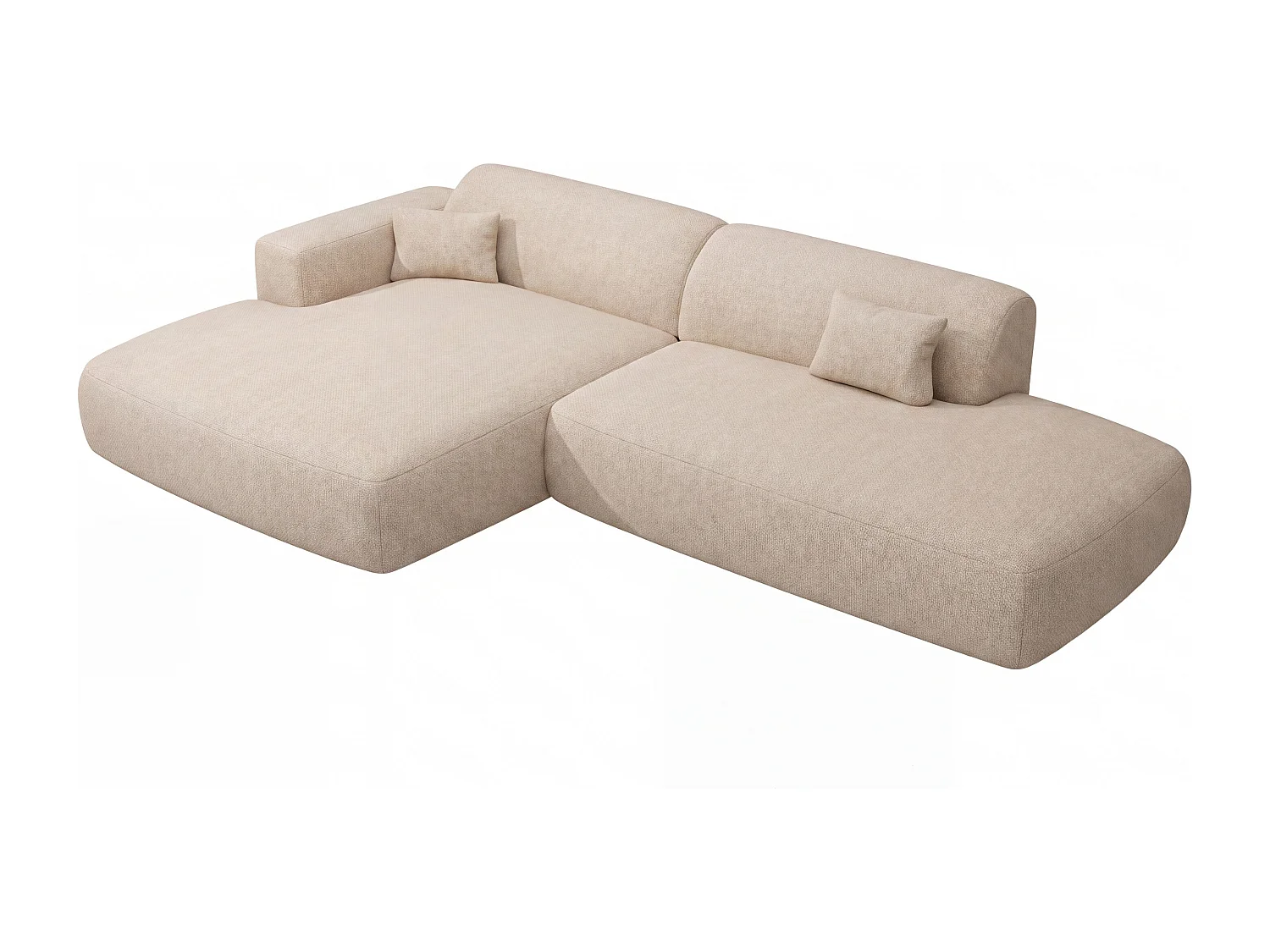 Canapé d'angle gauche ouvert en tissu beige POGNI de Maison Céphy