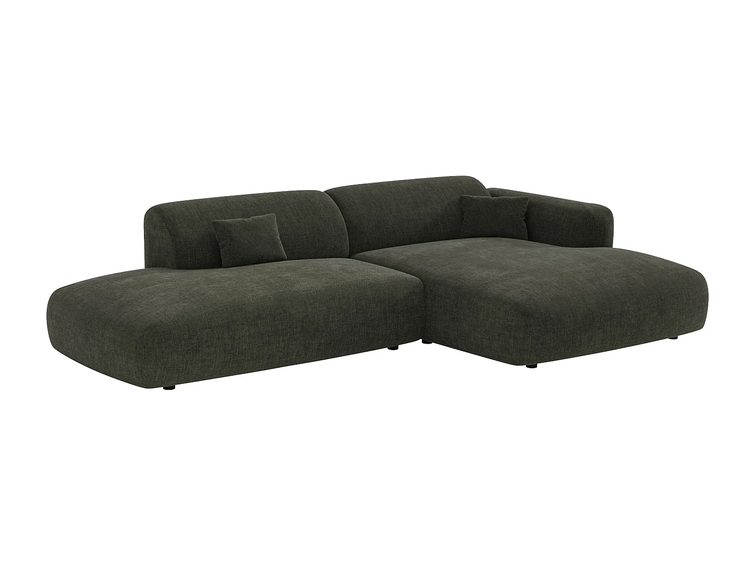Canapé d'angle droit ouvert en tissu vert POGNI de Maison Céphy