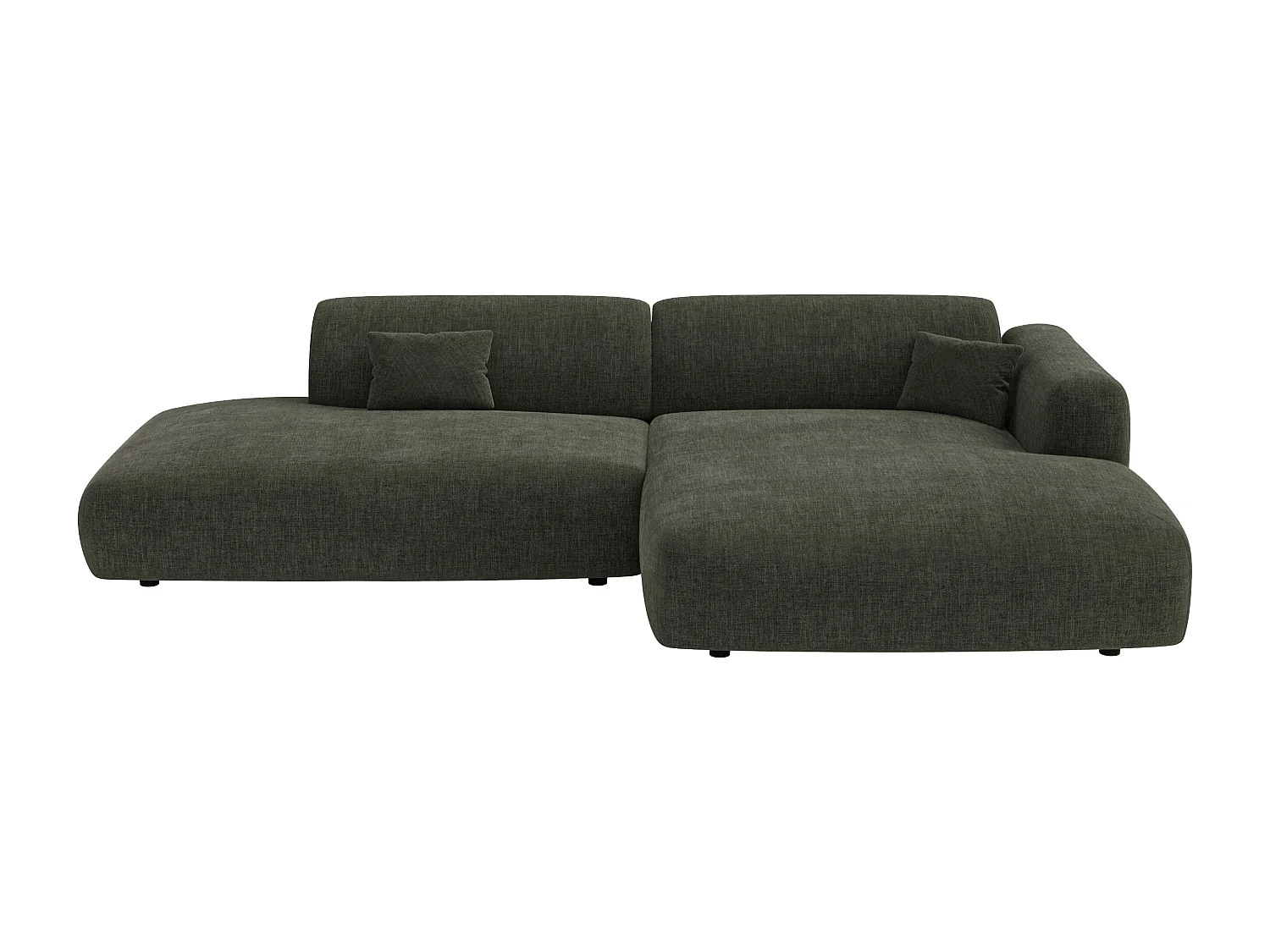 Canapé d'angle droit ouvert en tissu vert POGNI de Maison Céphy