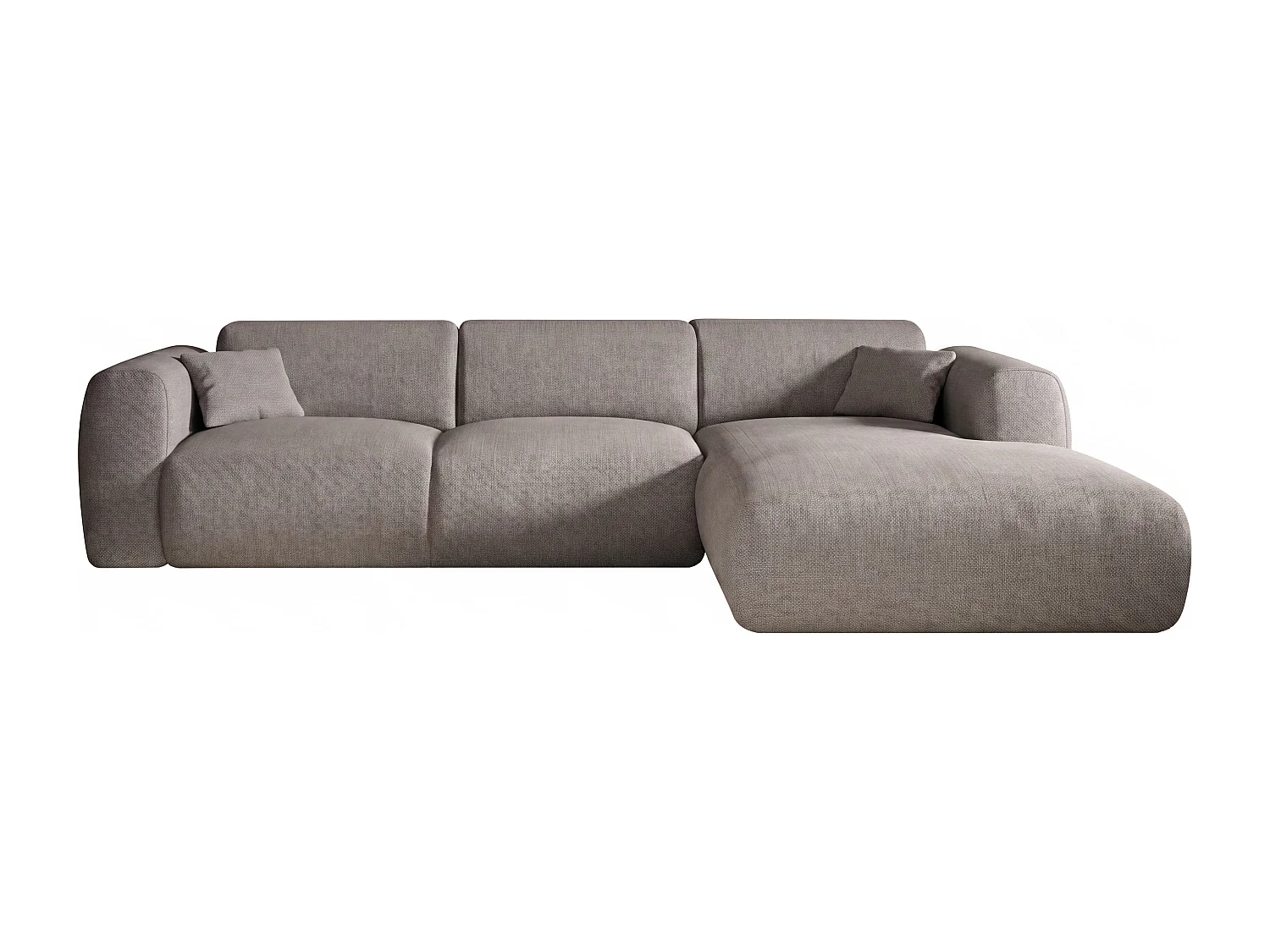 Grand canapé d'angle droit en tissu gris POGNI de Maison Céphy