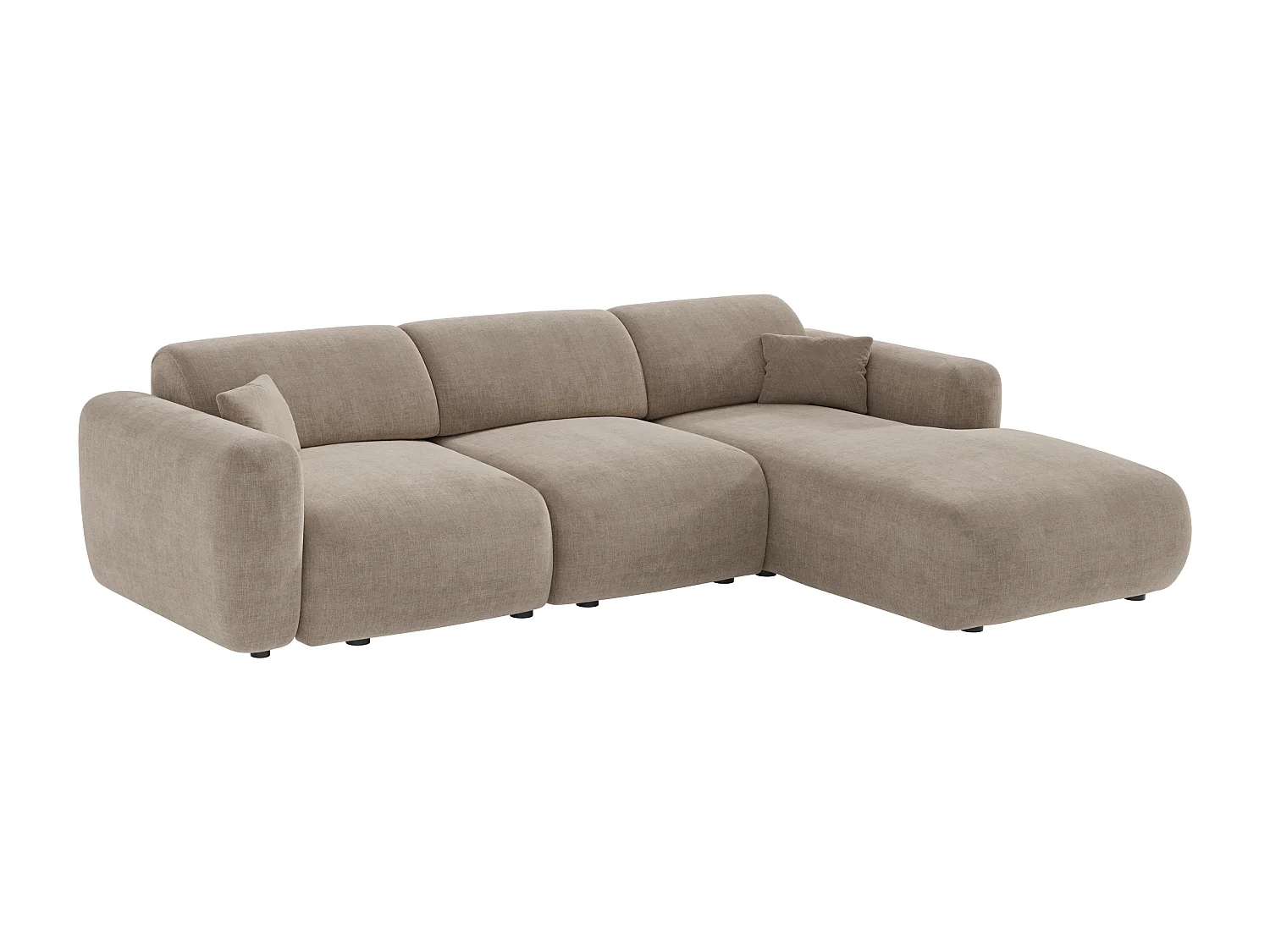 Grand canapé d'angle droit en tissu taupe POGNI de Maison Céphy