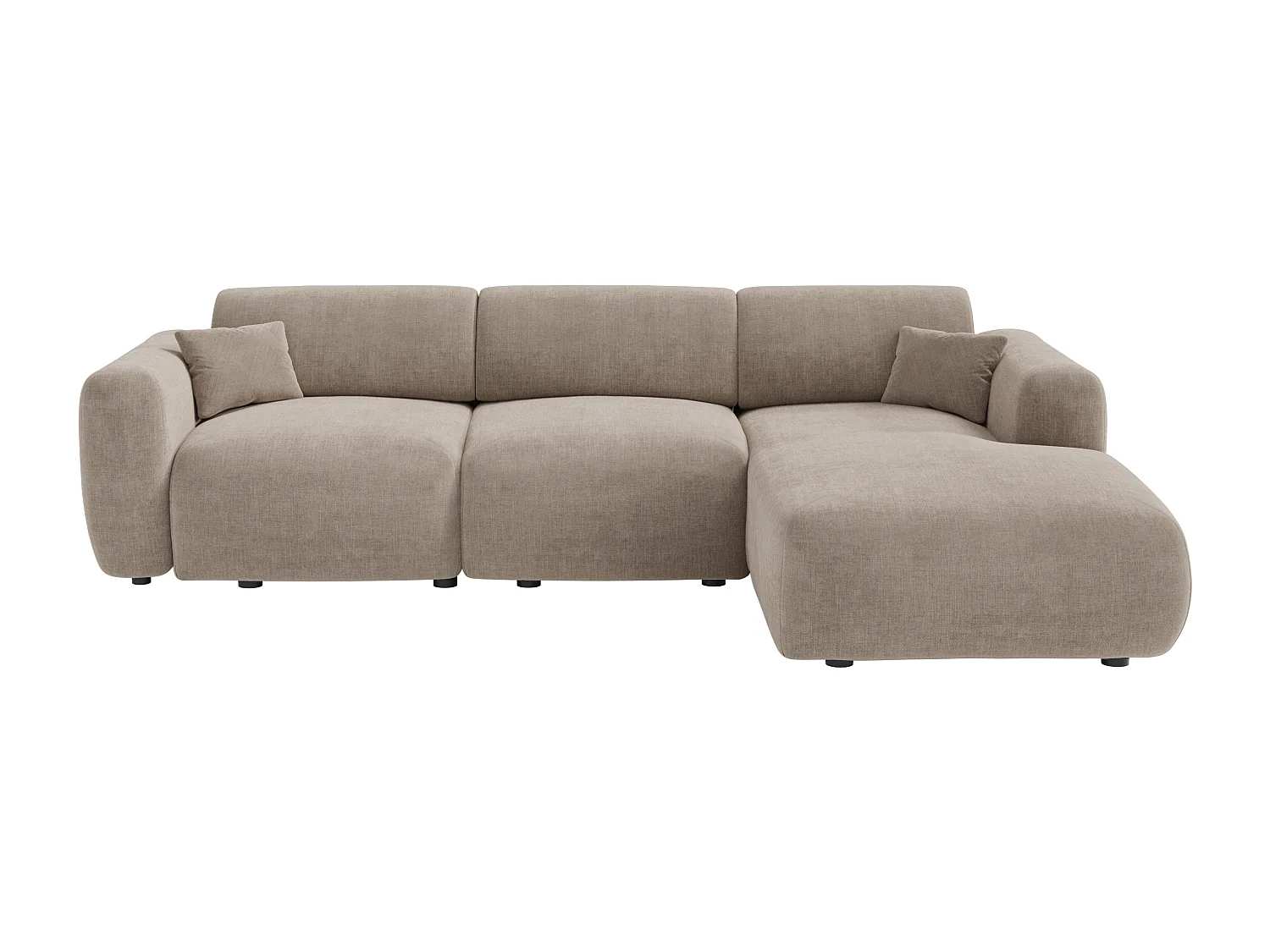 Grand canapé d'angle droit en tissu taupe POGNI de Maison Céphy