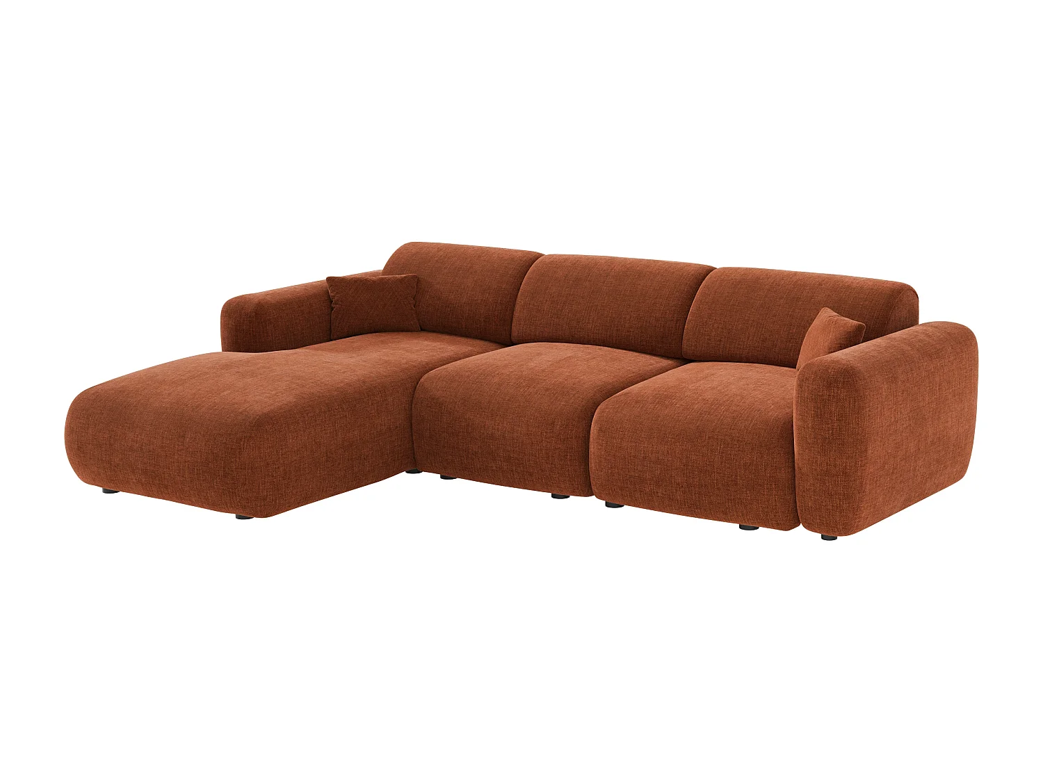Grand canapé d'angle gauche en tissu terracotta POGNI de Maison Céphy