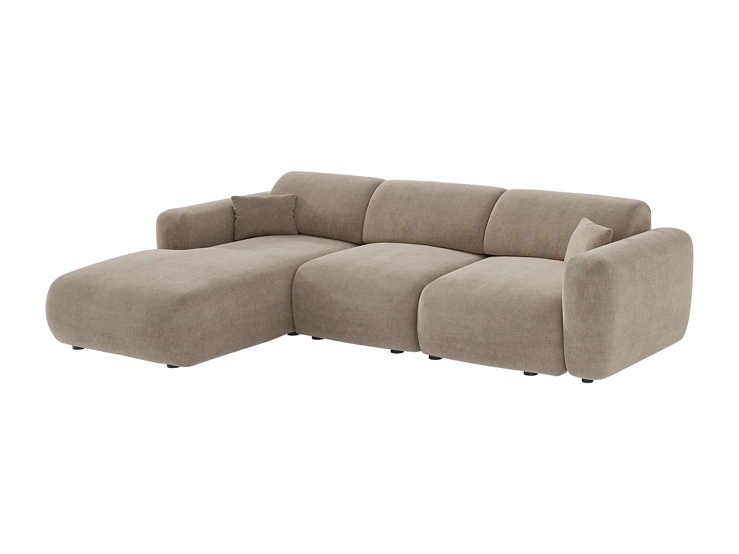 Grand canapé d'angle gauche en tissu taupe POGNI de Maison Céphy