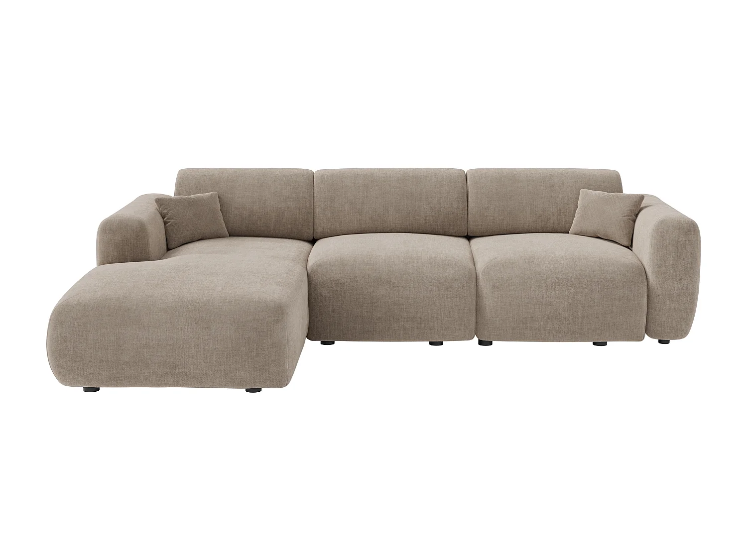 Grand canapé d'angle gauche en tissu taupe POGNI de Maison Céphy
