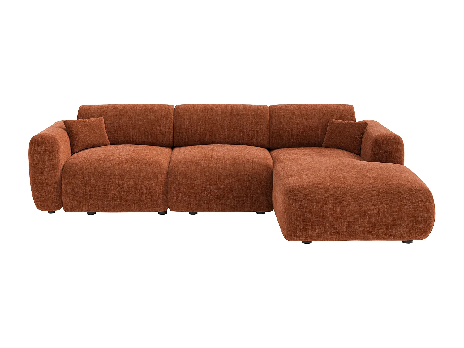 Grand canapé d'angle droit en tissu terracotta POGNI de Maison Céphy