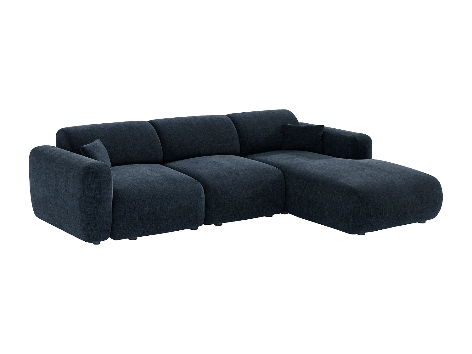 Grand canapé d'angle droit en tissu bleu POGNI de Maison Céphy