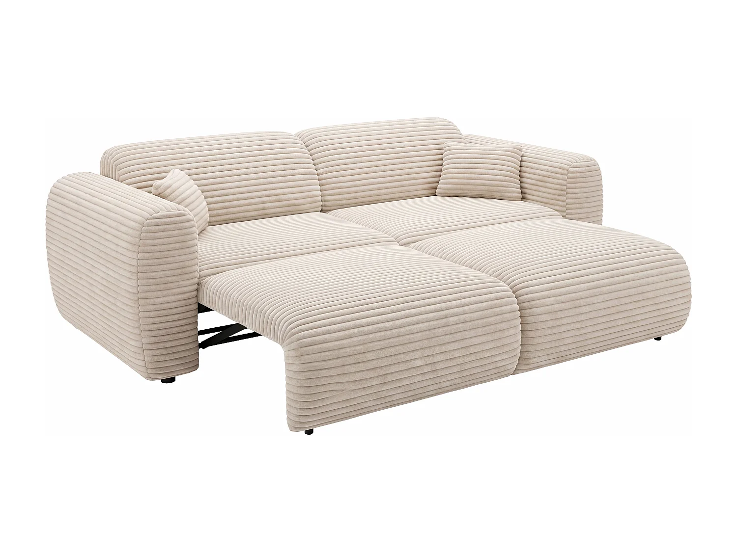 4-Sitzer Schlafsofa aus grobem Breitcord-Samt in Beige POGNI von Maison Céphy