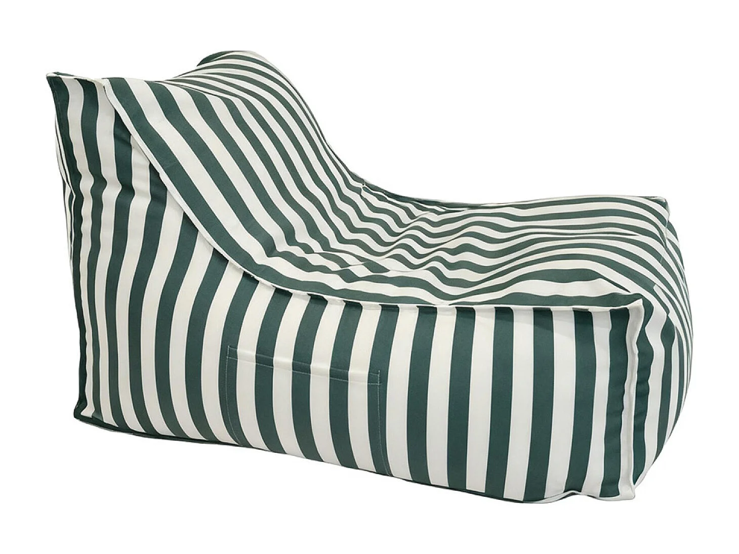 Pouf exterieur rayé vert en tissu déperlant 100x65x65 cm POSITANO