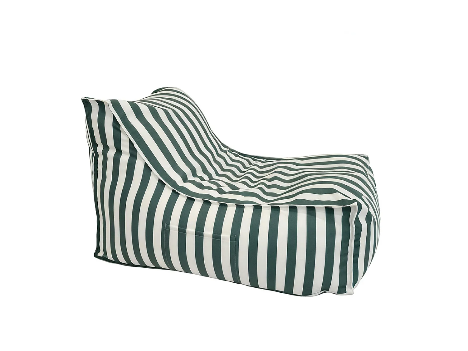 Pouf exterieur rayé vert en tissu déperlant 100x65x65 cm POSITANO