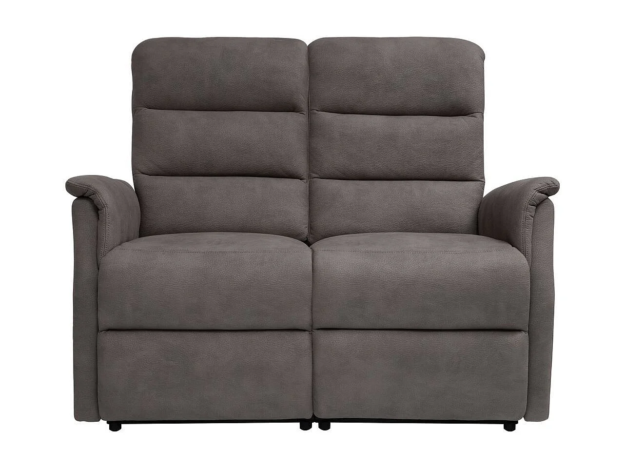 Canapé 2 places relax électrique tissu polyester imitation cuir gris-brun marbré - DONATELLO