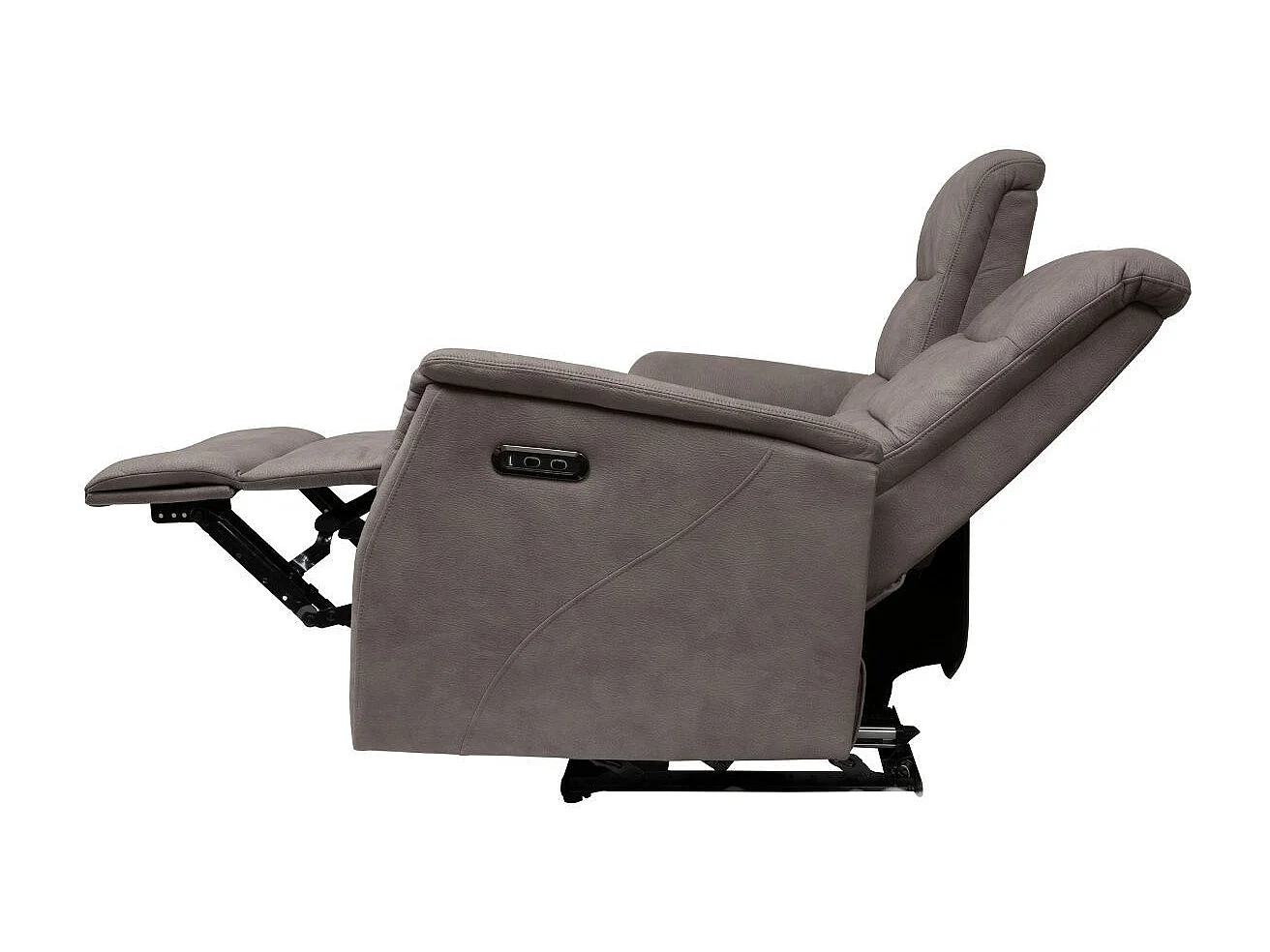 Canapé 2 places relax électrique tissu polyester imitation cuir gris-brun marbré - DONATELLO