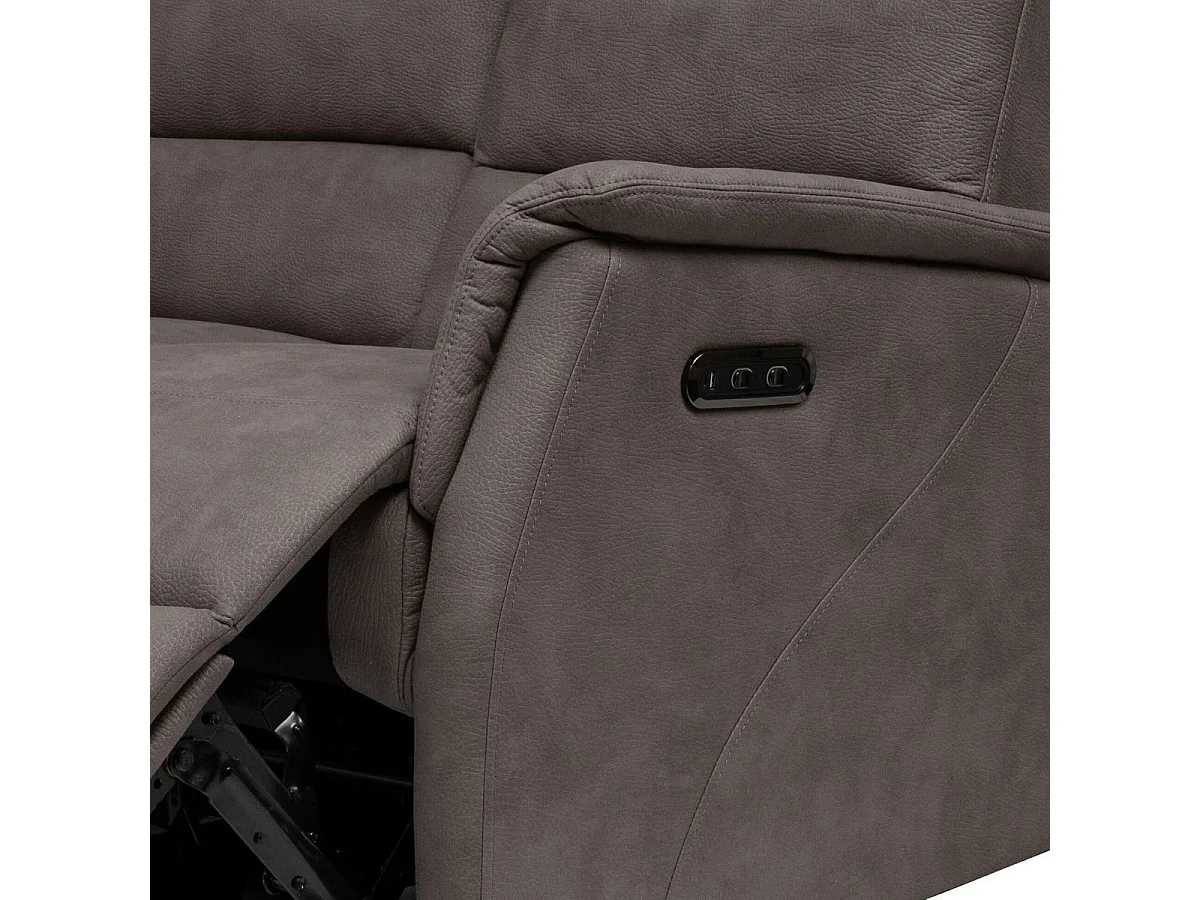 Canapé 2 places relax électrique tissu polyester imitation cuir gris-brun marbré - DONATELLO