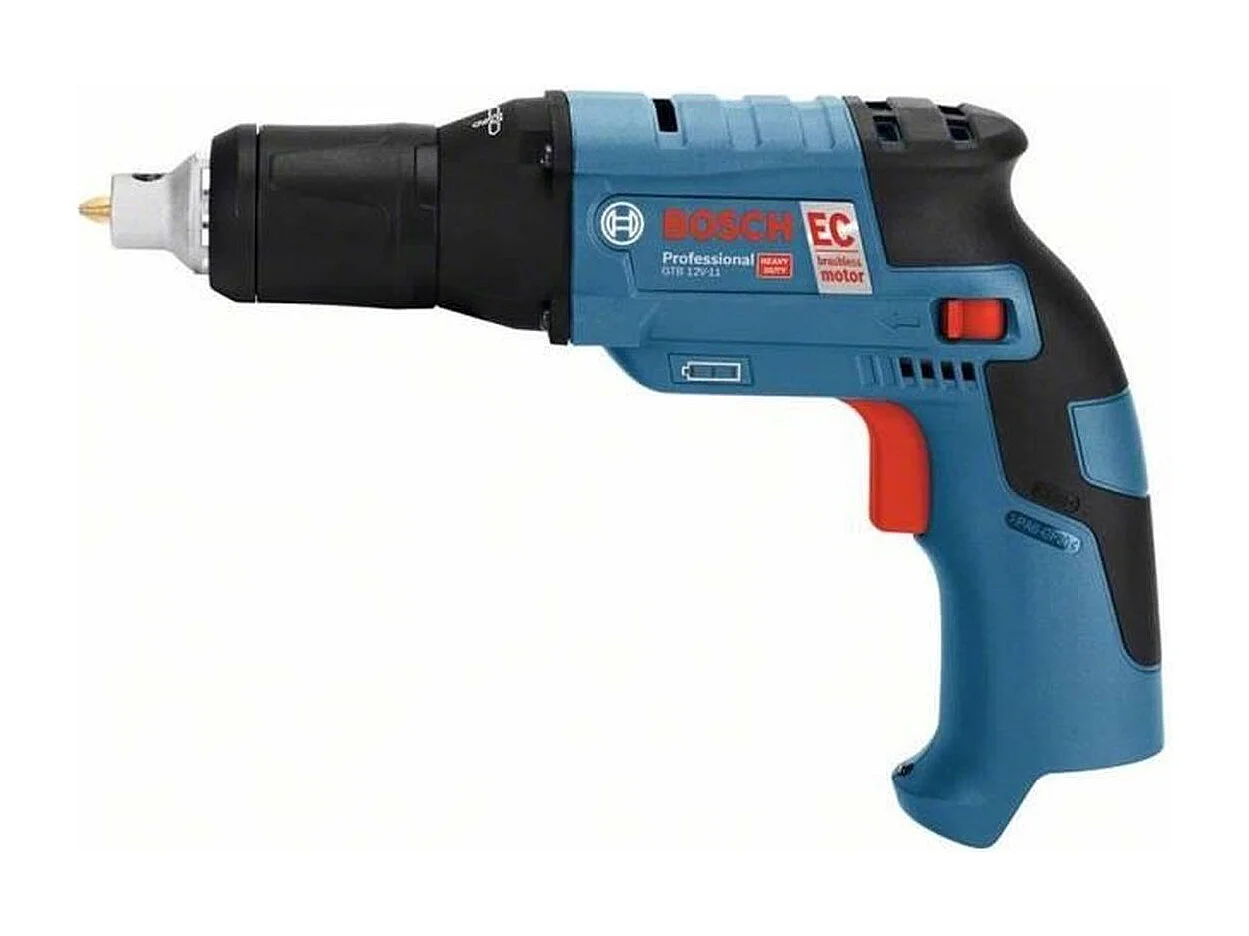 Wkrętarka do płyt gipsowo-kartonowych BOSCH GTB 12V-11 bezprzewodowa, kompaktowa, silnik bezszczotkowy, bateria Li-ion 12V, odłączany magazyn automatyczny