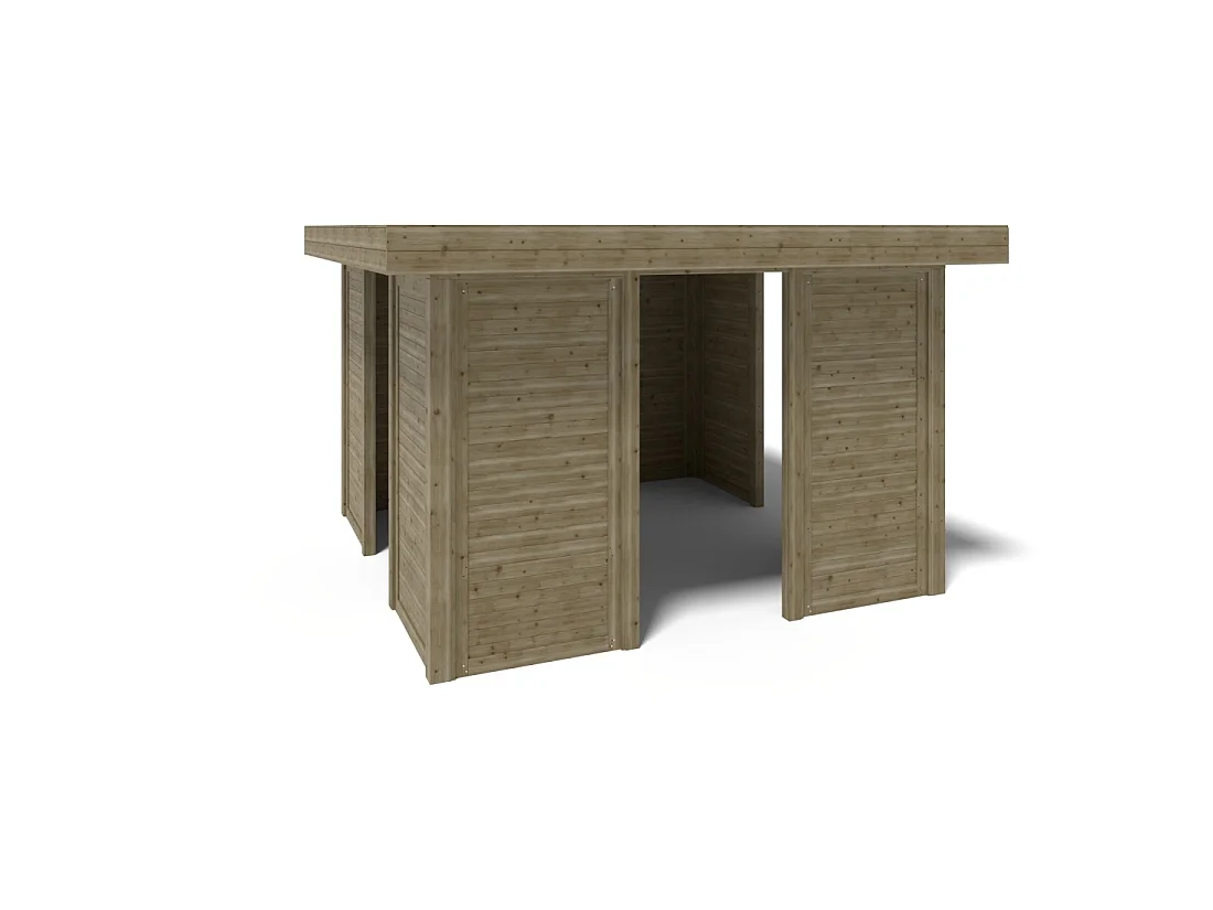 Gazebo da giardino in legno pergola 4.04x4.04 m con pannell - Impregnata - ALT133 - ALTANKA