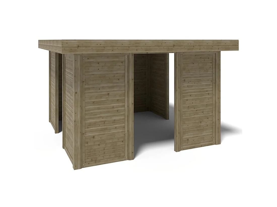 Gazebo da giardino in legno pergola 4.04x4.04 m con pannell - Impregnata - ALT133 - ALTANKA