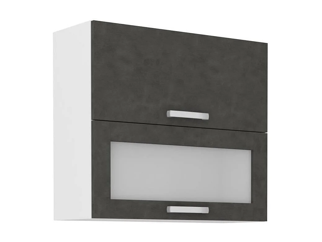 Móvel alto LASSEN cinza fosco com 2 portas basculantes, sendo 1 com vidro L80xP31,6xA72 cm em painéis de partículas