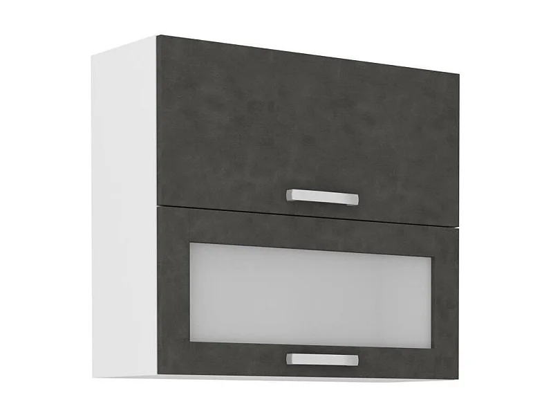 Móvel alto LASSEN cinza fosco com 2 portas basculantes, sendo 1 com vidro L80xP31,6xA72 cm em painéis de partículas