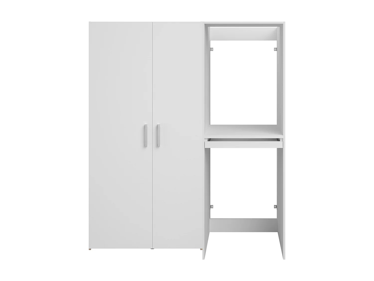 Mobile per lavatrice e asciugatrice con colonna a doppia anta Naturale chiaro e bianco L156 x H184 cm - ERKANO