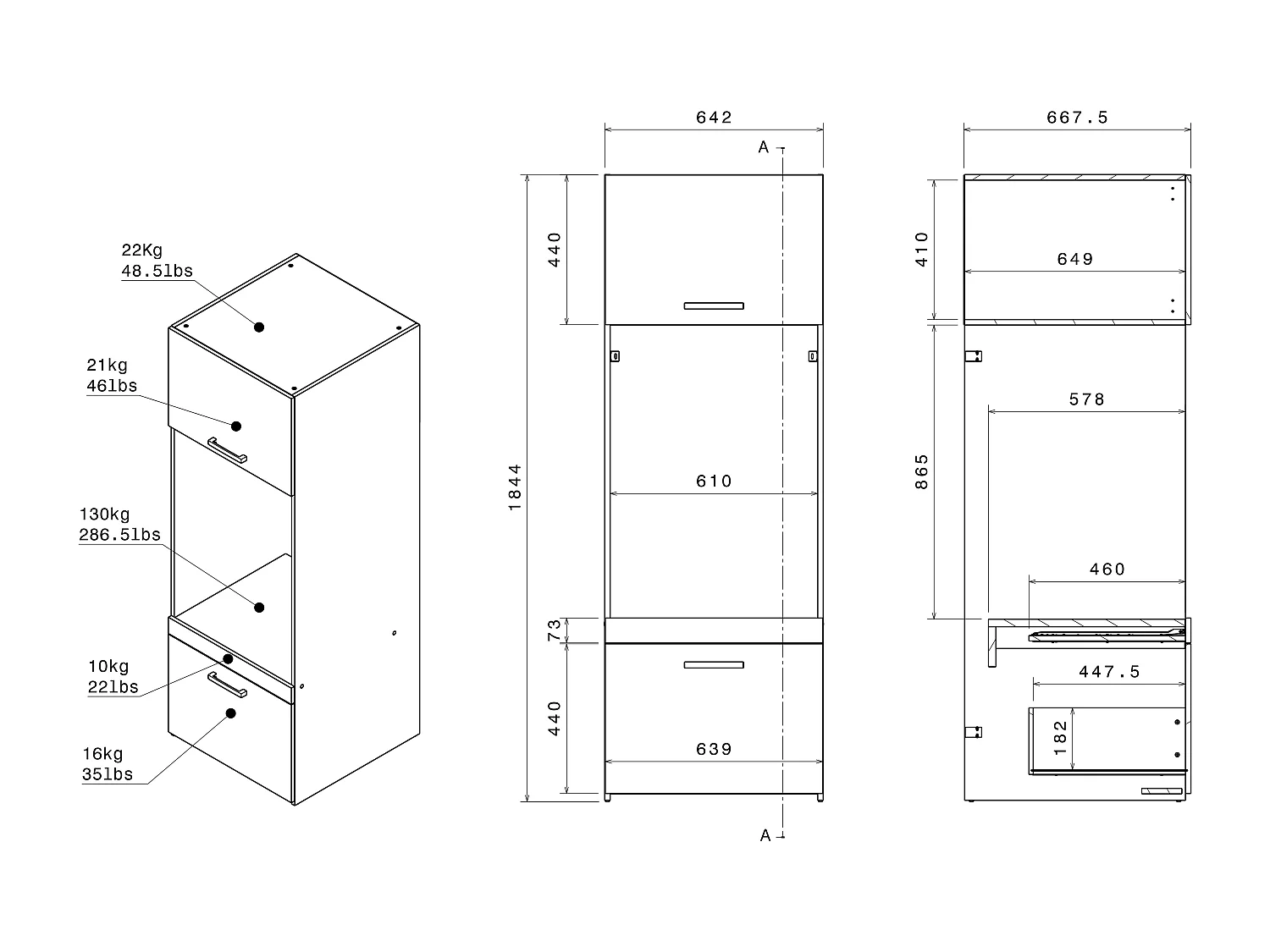 Mobile per lavatrice con ante e colonna portaoggetti Naturale chiaro e bianco L156 x H184 – ERKANO