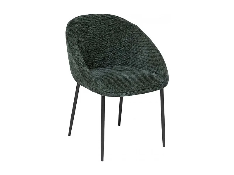 Lot de 2 chaises de salle à manger en tissu chenille avec des pieds en métal, coloris Vert Cèdre - Longueur 60 x Profondeur 57 x Hauteur 81 cm
