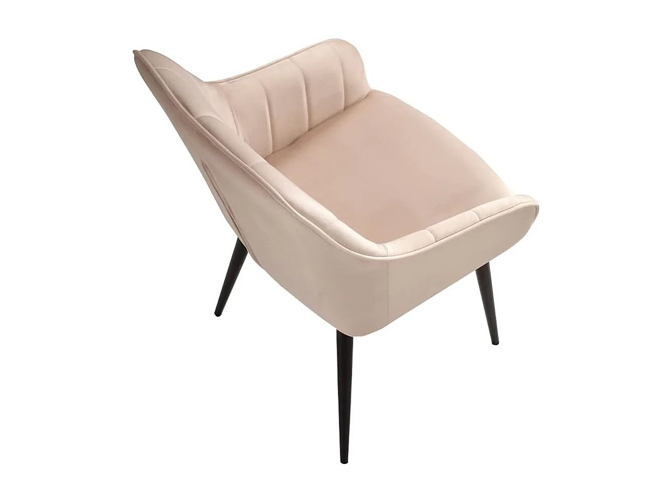 Lot de 2 chaises matelassées style fauteuil de salle à manger en velours beige avec des pieds en métal - Longueur 61,5 x Profondeur 57 x Hauteur 83 cm