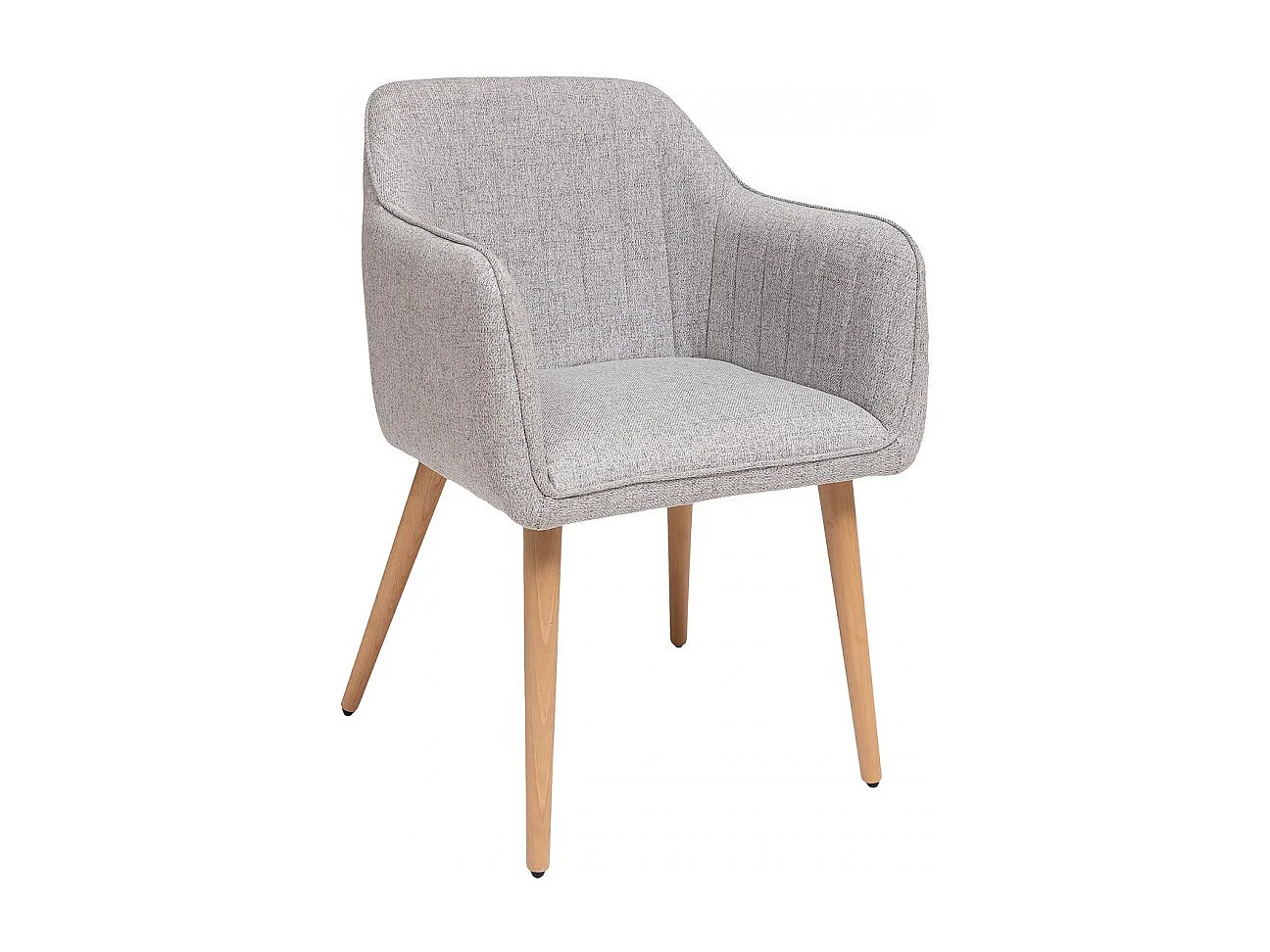 Lot de 2 chaises style fauteuil avec des pieds en bois, coloris gris - Longueur 60 x Profondeur 57 x Hauteur 83,5 cm